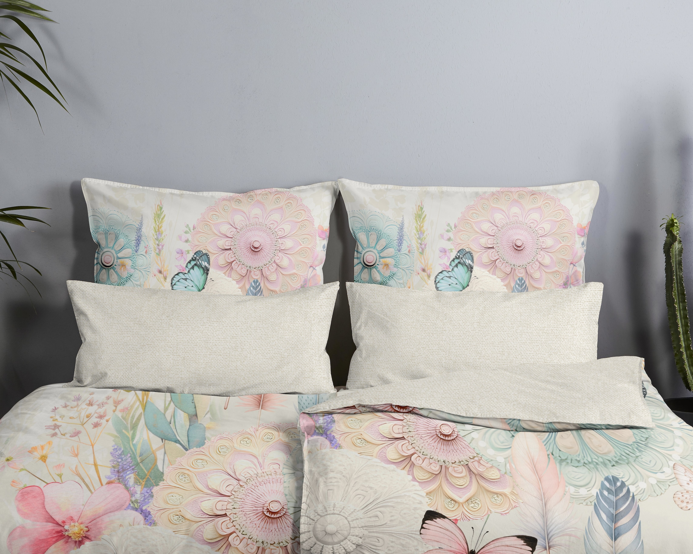 hip Kissenhülle »Maysa«, (1 St., 1- 40x80 cm Kissenhülle), Baumwolle, Mako-Satin, 40x80, 1 Stück, Reißverschluss, Creme
