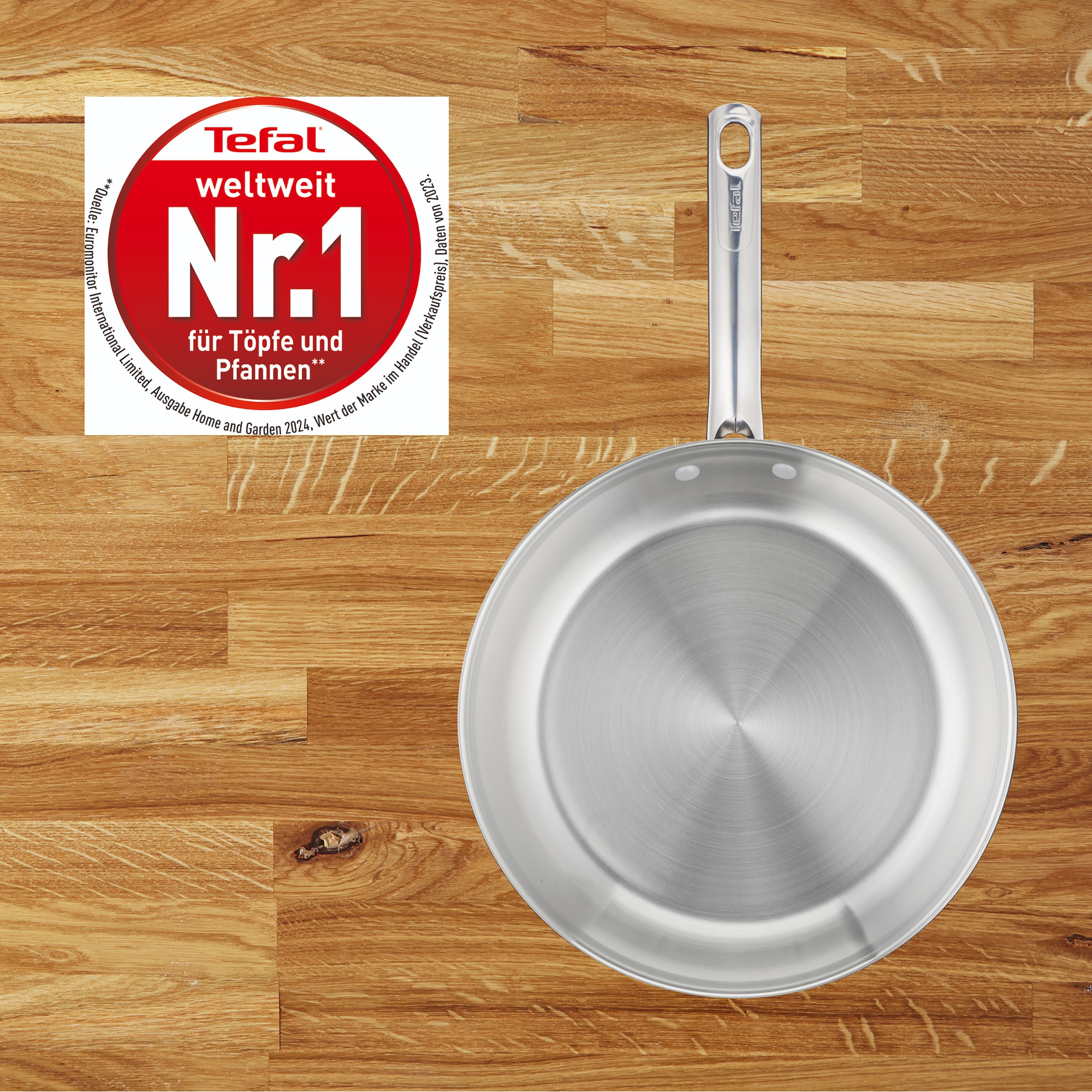 Tefal Pfannen-Set »Duetto On« Edelstahl Set, 2 Stk. tlg. 24/28 cm, unversiegelt, Induktion, genieteter Griff, backofengeeignet