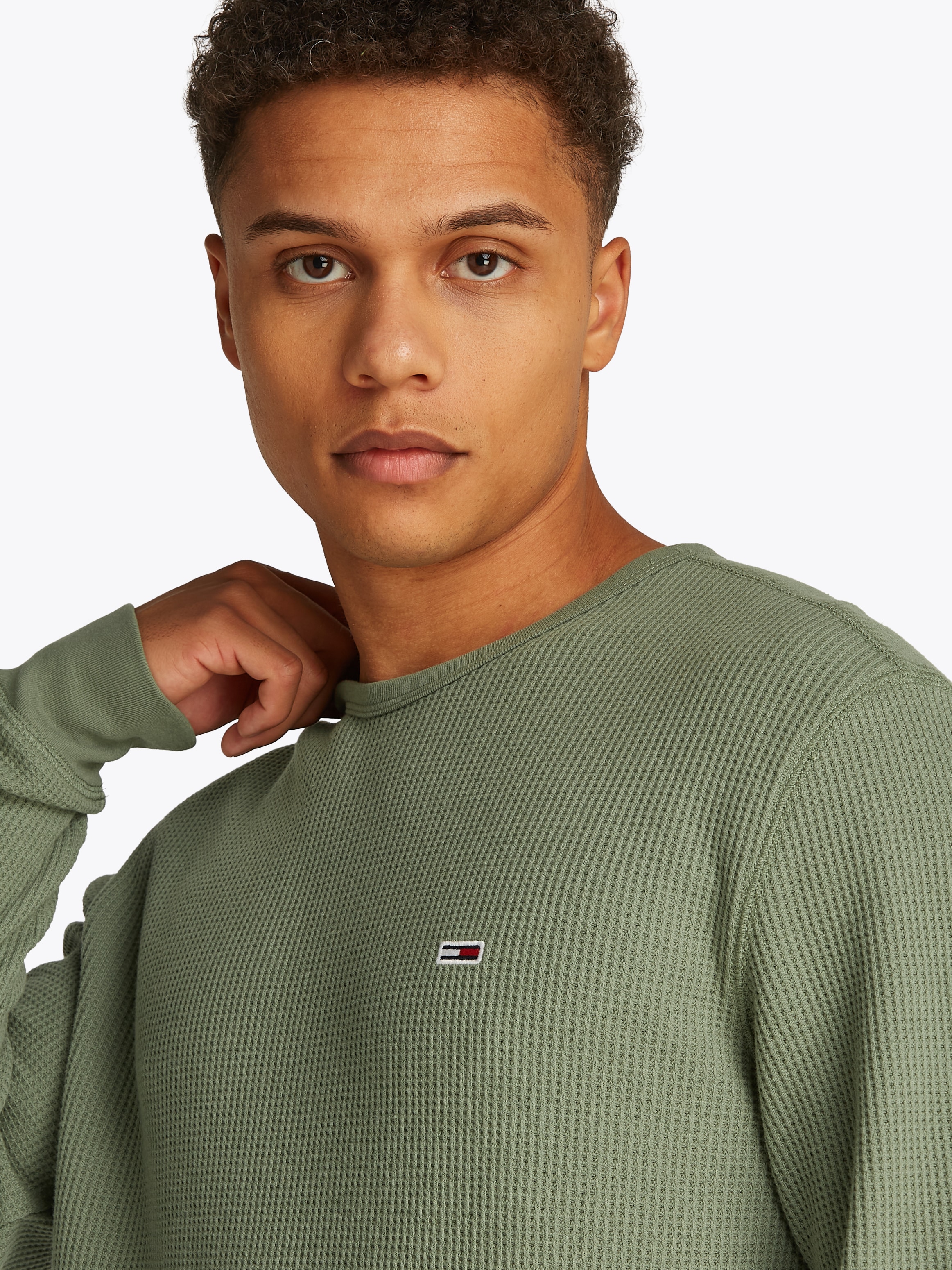 Tommy Jeans Langarmshirt »TJM SLIM WAFFLE L/S TEE EXT«, mit Waffelstruktur