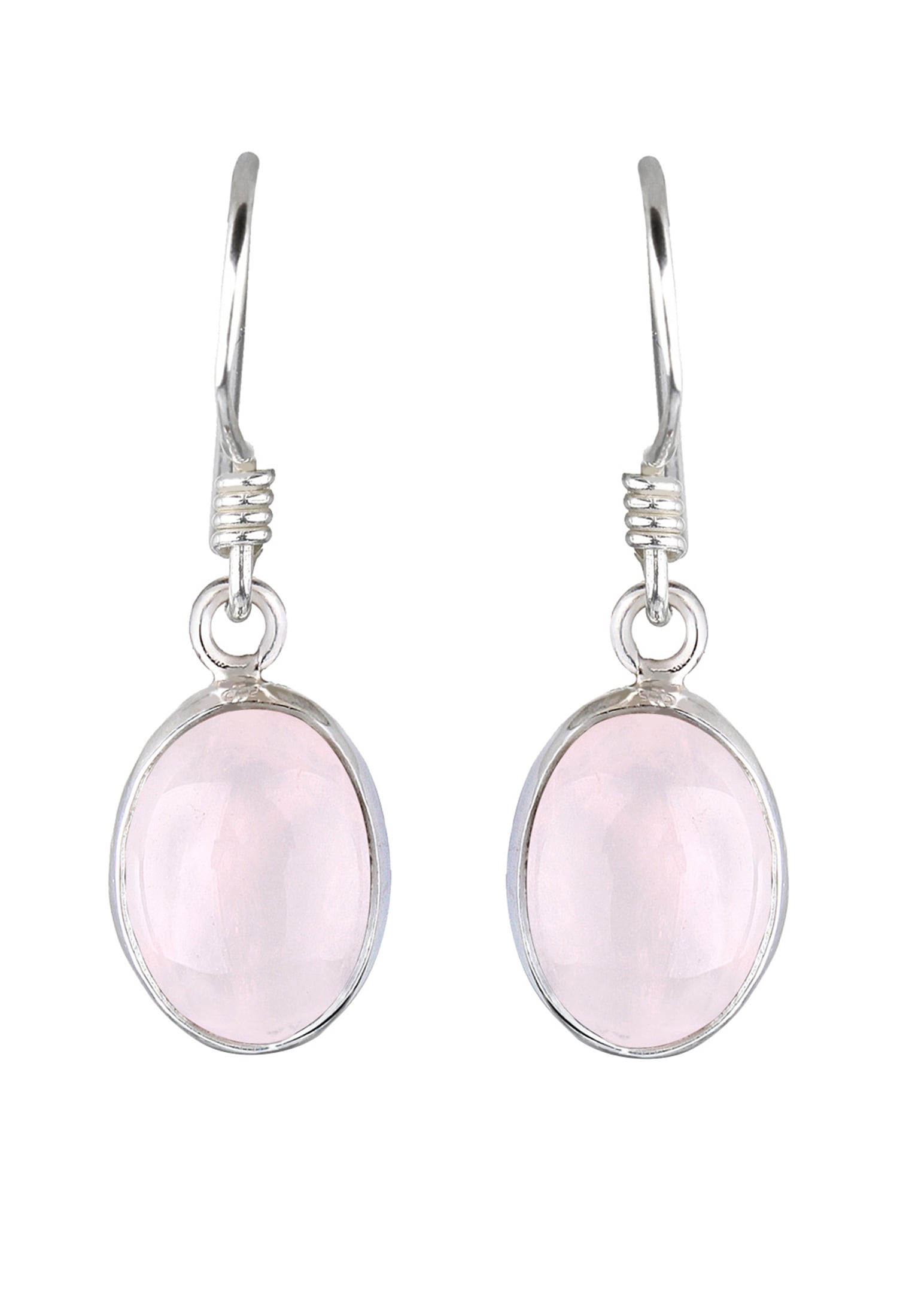 Elli Paar Ohrhänger »Ohrringe Rosenquarz Basic Elegant Oval 925 Silber«