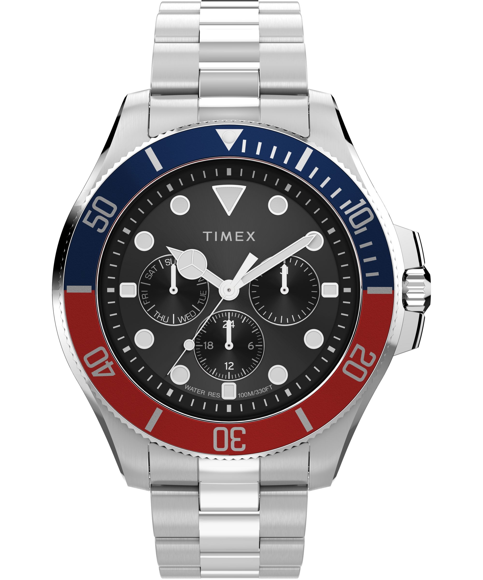 Timex Quarzuhr »Harborside Coast Multifunction« Armbanduhr, Herrenuhr, Edelstahlarmband, analog, Wochentag, Tag