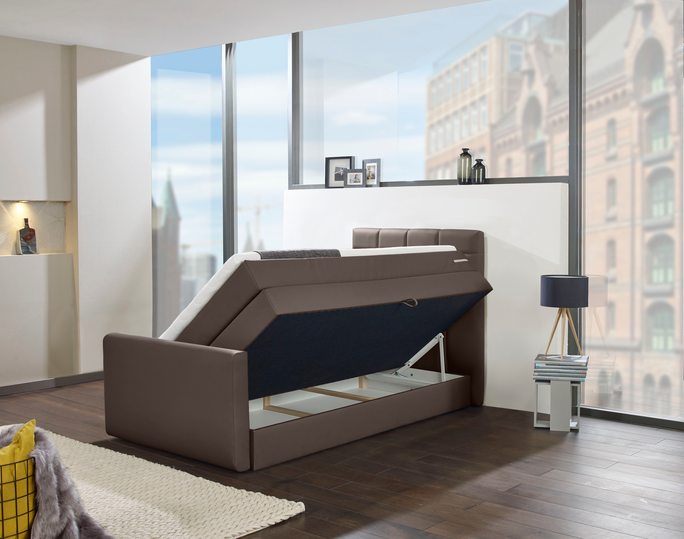 INOSIGN Boxspringbett »Lethbridge«, inkl. Bettkasten und Topper, zwei Matratzenarten in H2