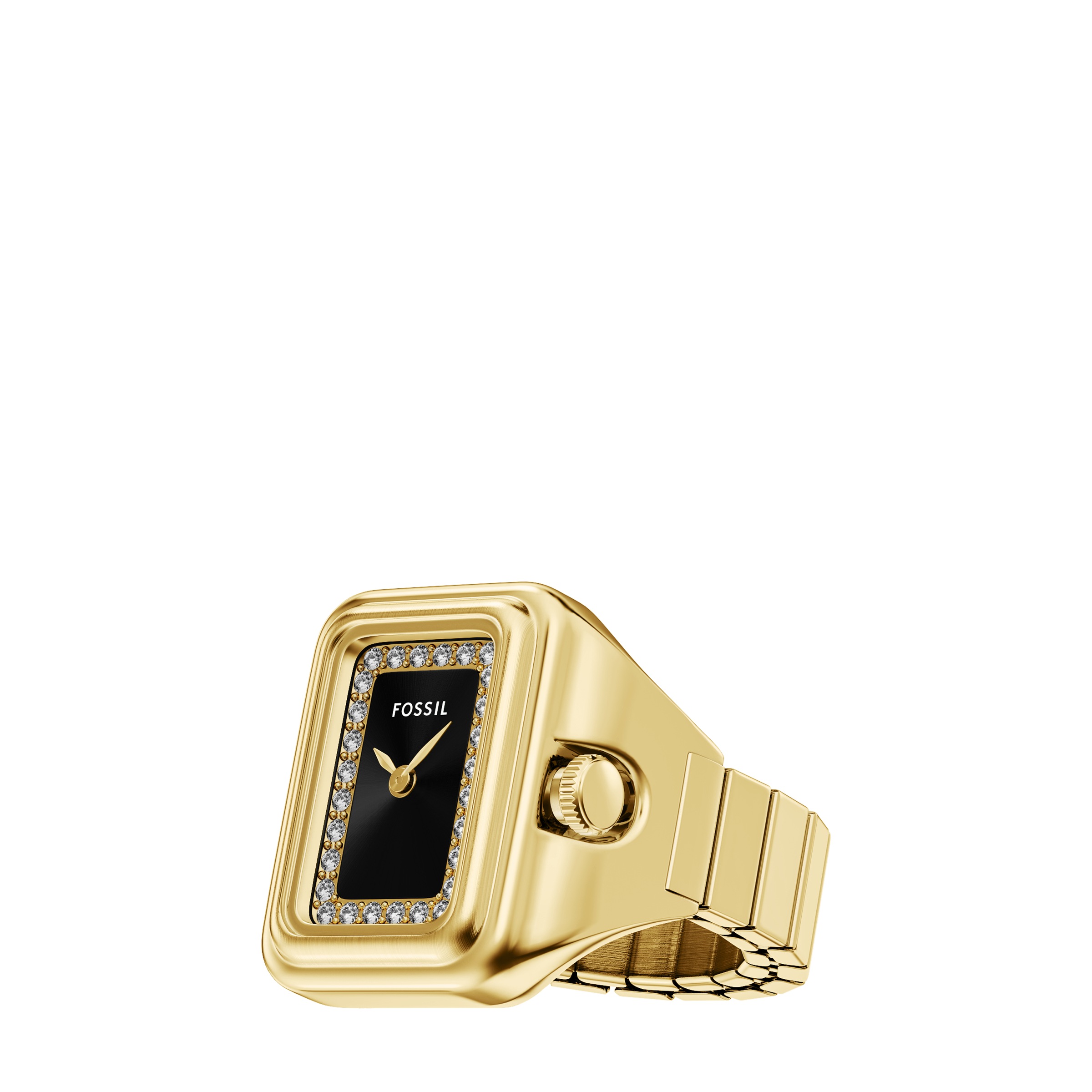 Fossil »RAQUEL WATCH RING« Armbanduhr, Damenuhr, Edelstahlarmband, analog, Glassteine