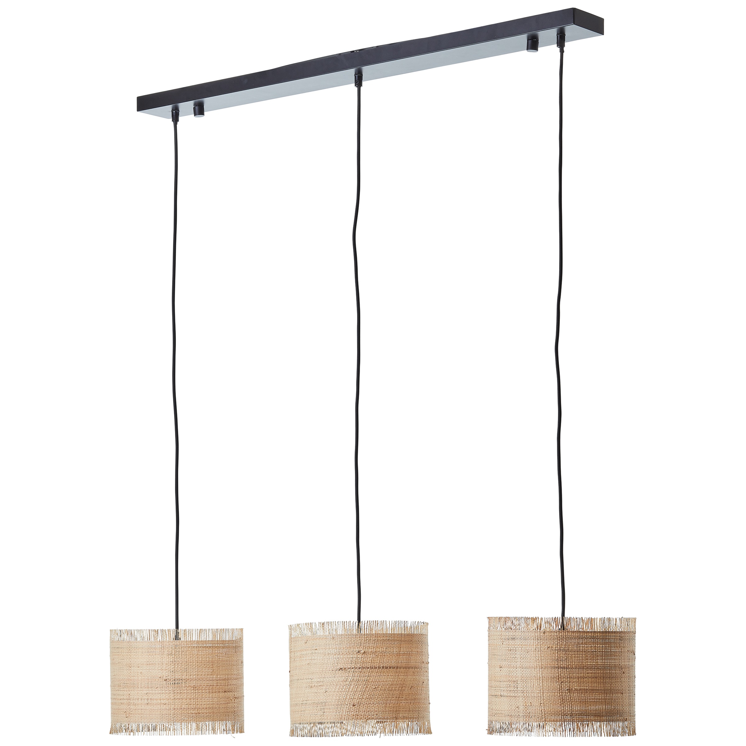 Brilliant Pendelleuchte »Raffy«, 3 flammig, Leuchtmittel E27 | ohne Leuchtmittel, 168 x 102 x 22 cm, 3 x E27, kürzbar, Metall/Seegras, natur/schwarz