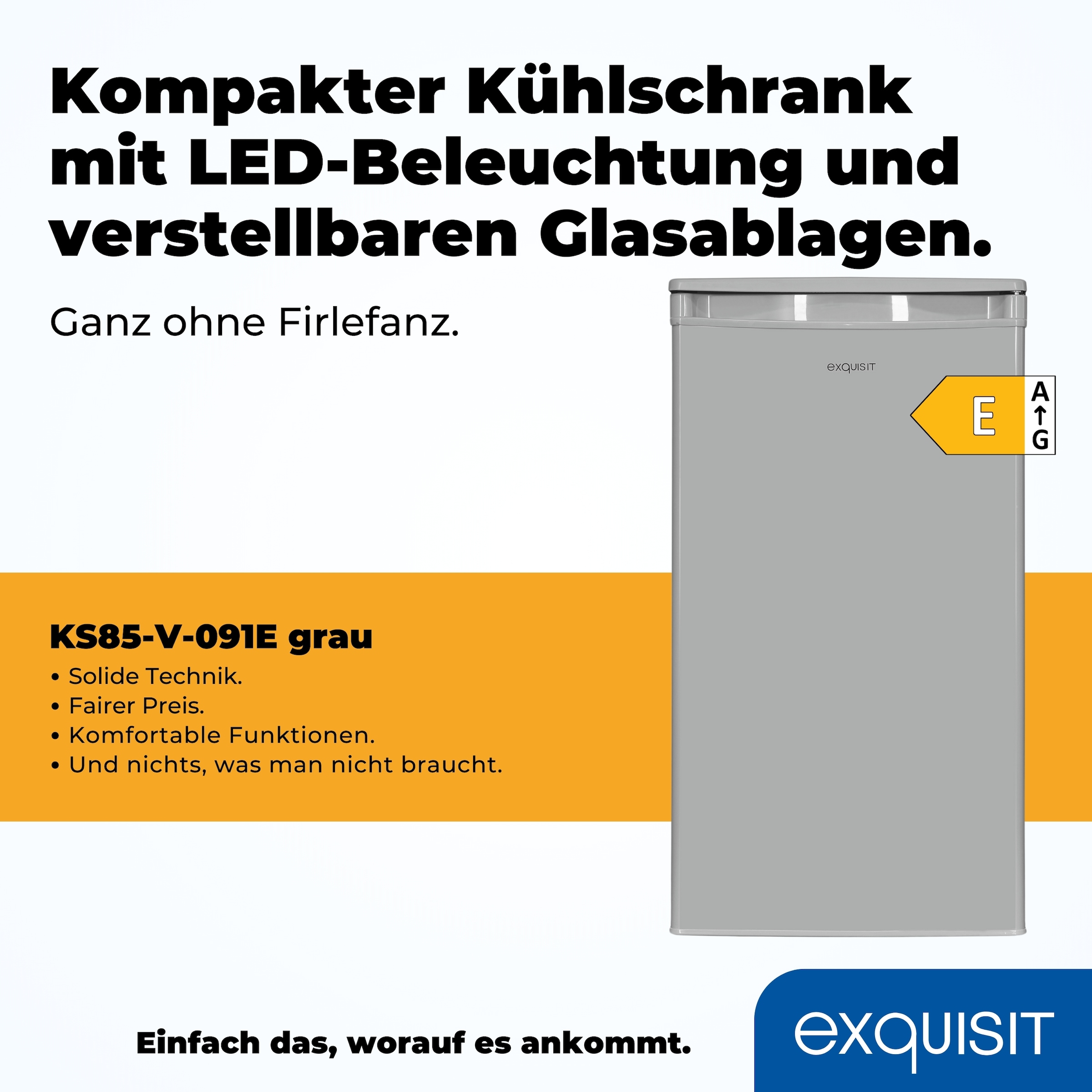exquisit Vollraumkühlschrank »KS85-V-O91E grau«, 76 L Volumen