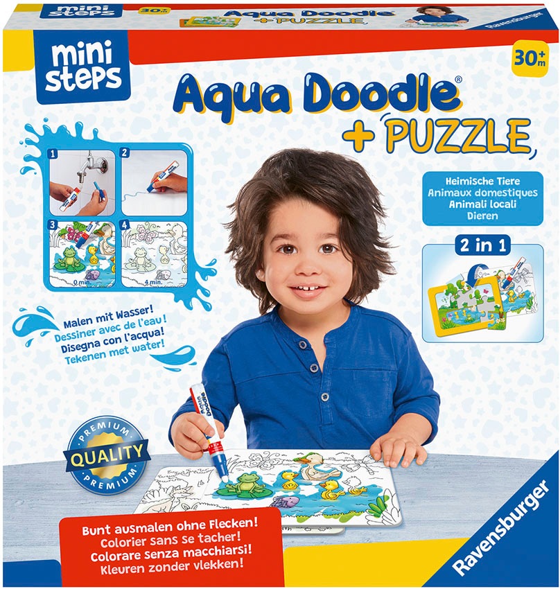 Ravensburger Kreativset »ministeps® Aqua Doodle® Puzzle: Heimische Tiere«, Made in Europe