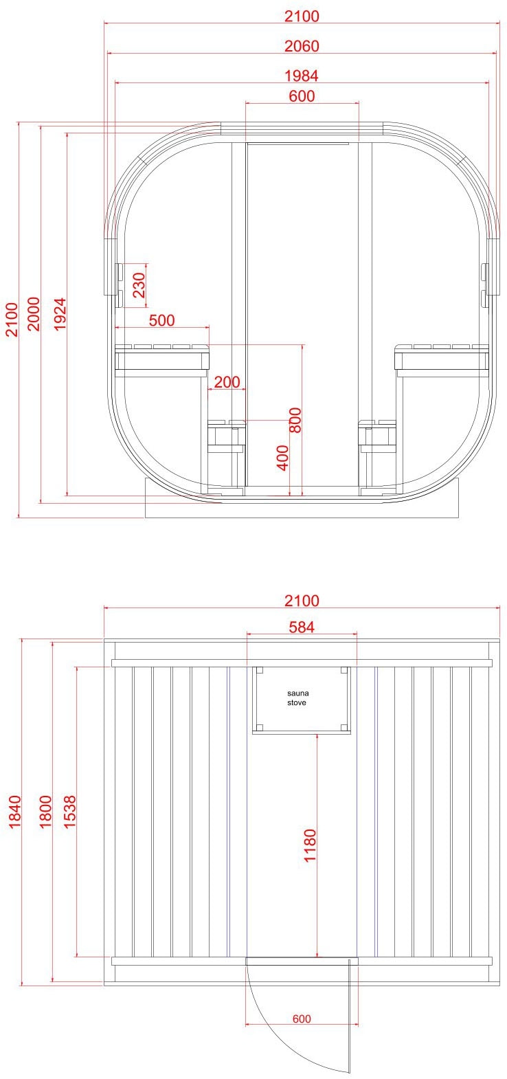 Sanotechnik Sauna »»HANKO« Außensauna« geeignet für 6 Personen, Fichtenholz