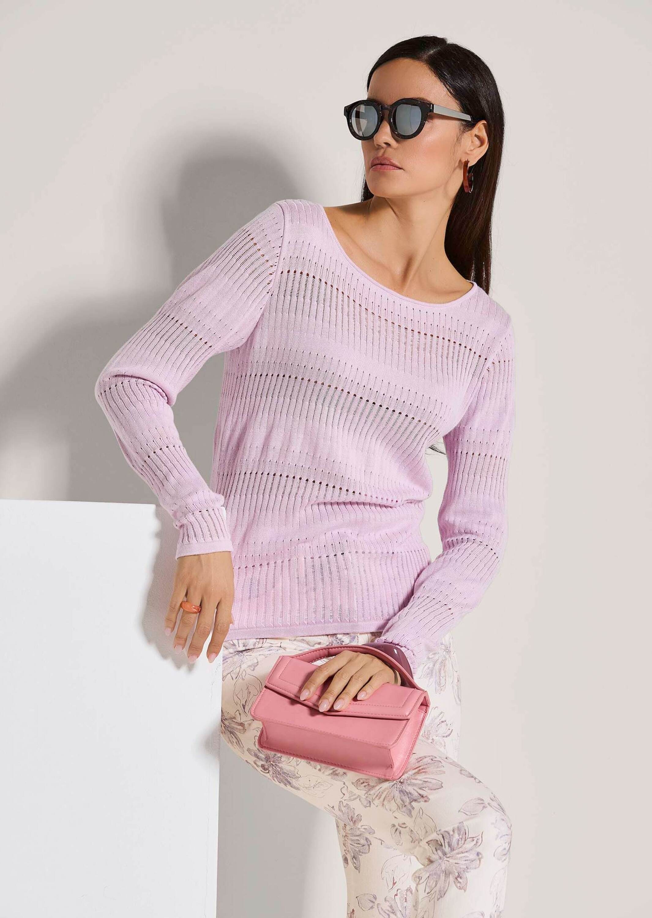 MADELEINE Longpullover »Pullover Rundhals-Pullover im Muster-Mix«