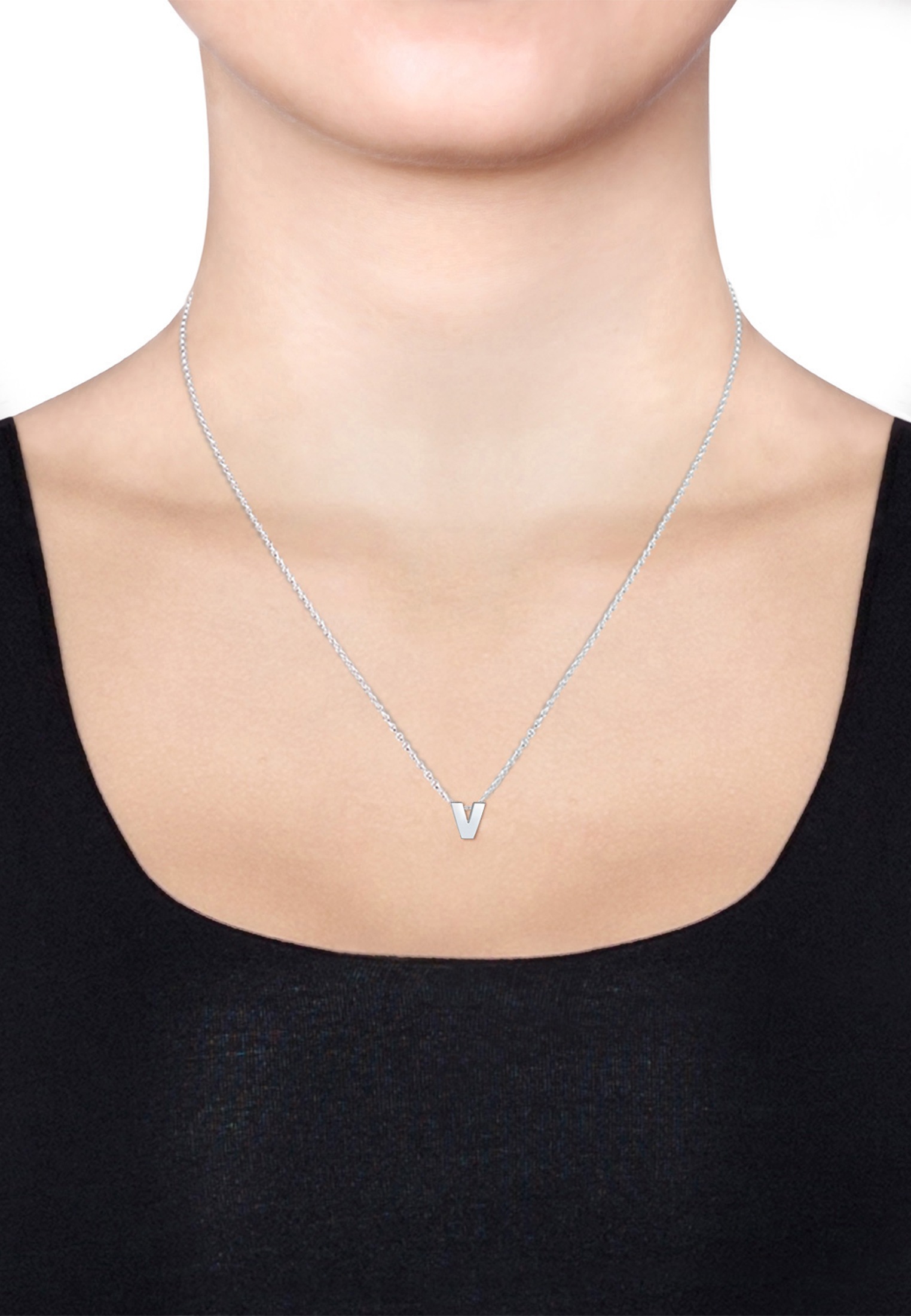 Elli Kette mit Anhänger »Halskette Buchstabe V Initialen 925 Sterling Silber«