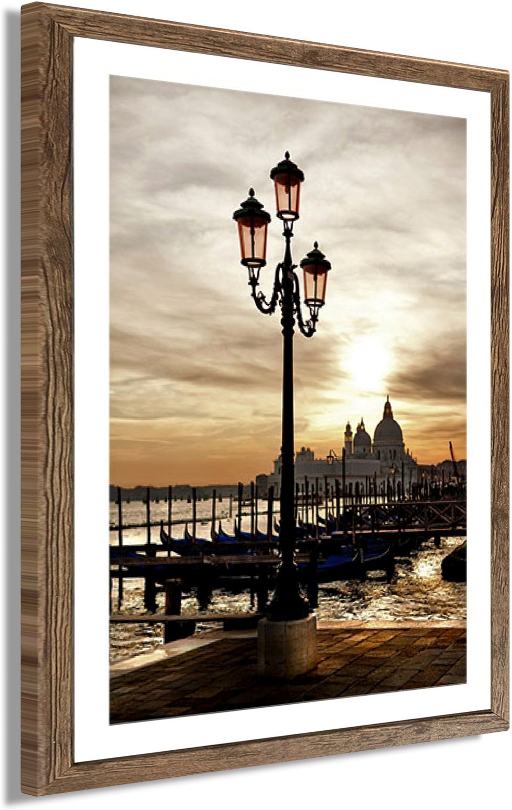 Bönninghoff Bild mit Rahmen »Wandbild gerahmt LATERNE 40x50 cm – Wanddeko modern« Europa | Gebäude | Italien | Landschaft | Sonnenaufgang & -untergang | Venedig 1 Stk. tlg. mit dekorativem Rahmen