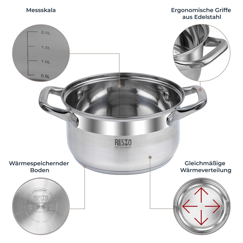 RESTO Kitchenware Kochtopf »Libra, Topf energiesparend und spülmaschinenfest« 1 tlg. Edelstahl 18/10