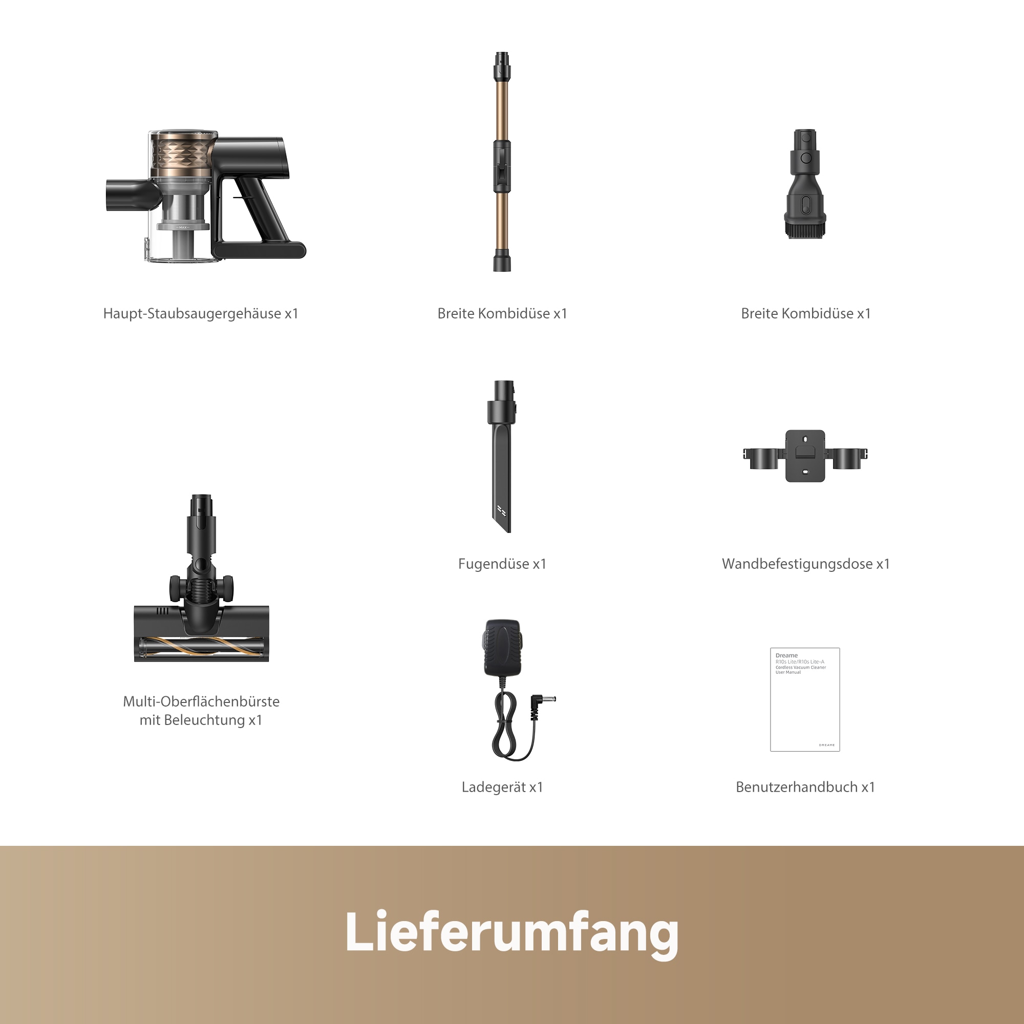 Dreame Akku-Hand-und Stielstaubsauger »R10s Lite« 25000 Pa, 45 min, 99.9% Filter, LED, Flex 90°