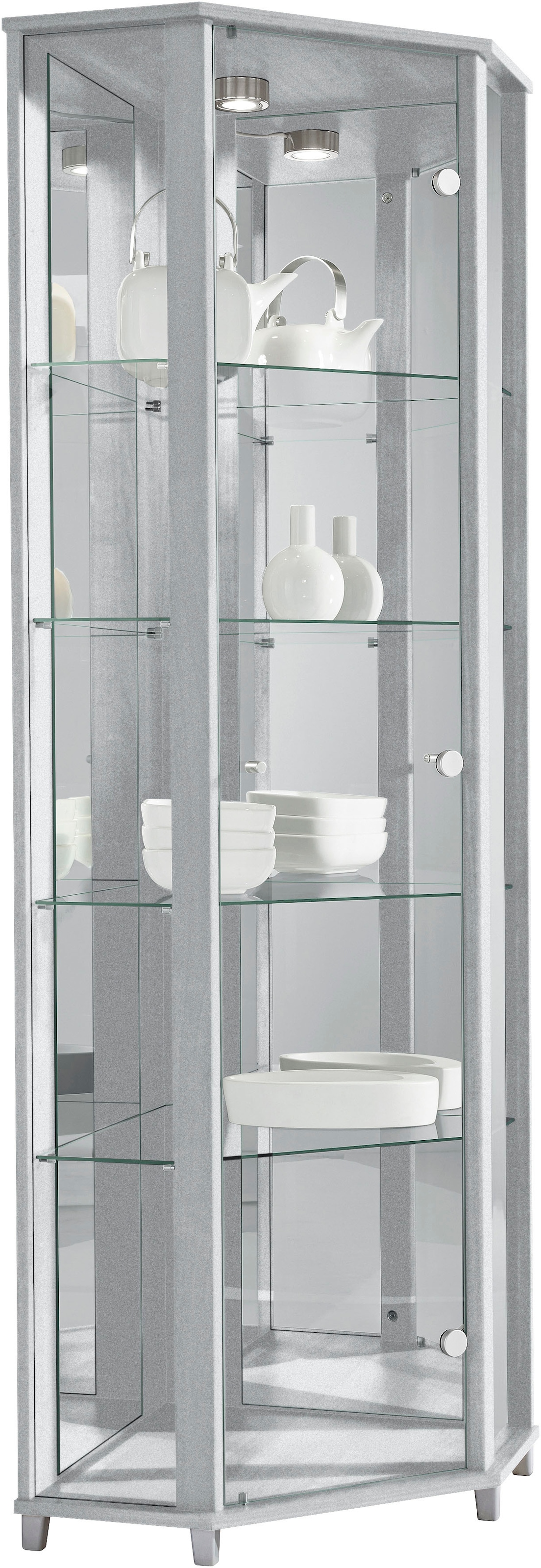 fif möbel Eckvitrine »TRIO Höhe ca. 172 cm, ink. Beleuchtung«, Eckvitrine/Glasvitrine 1x Glastür, perfekt für Sammler, Sammlervitrine