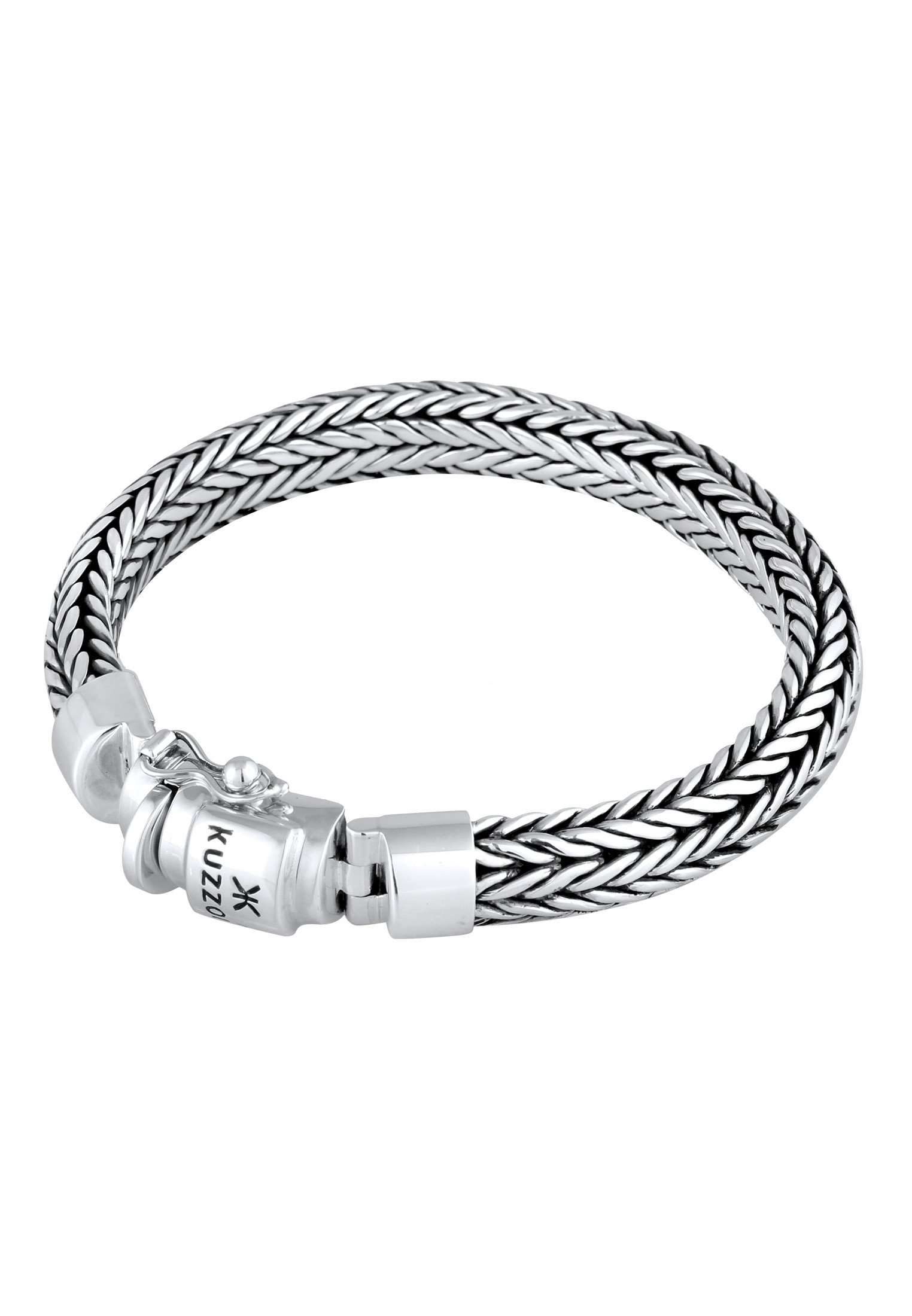 Kuzzoi Armkette »Armband Herren Kastenverschluss Zopfglieder 925er Silber«