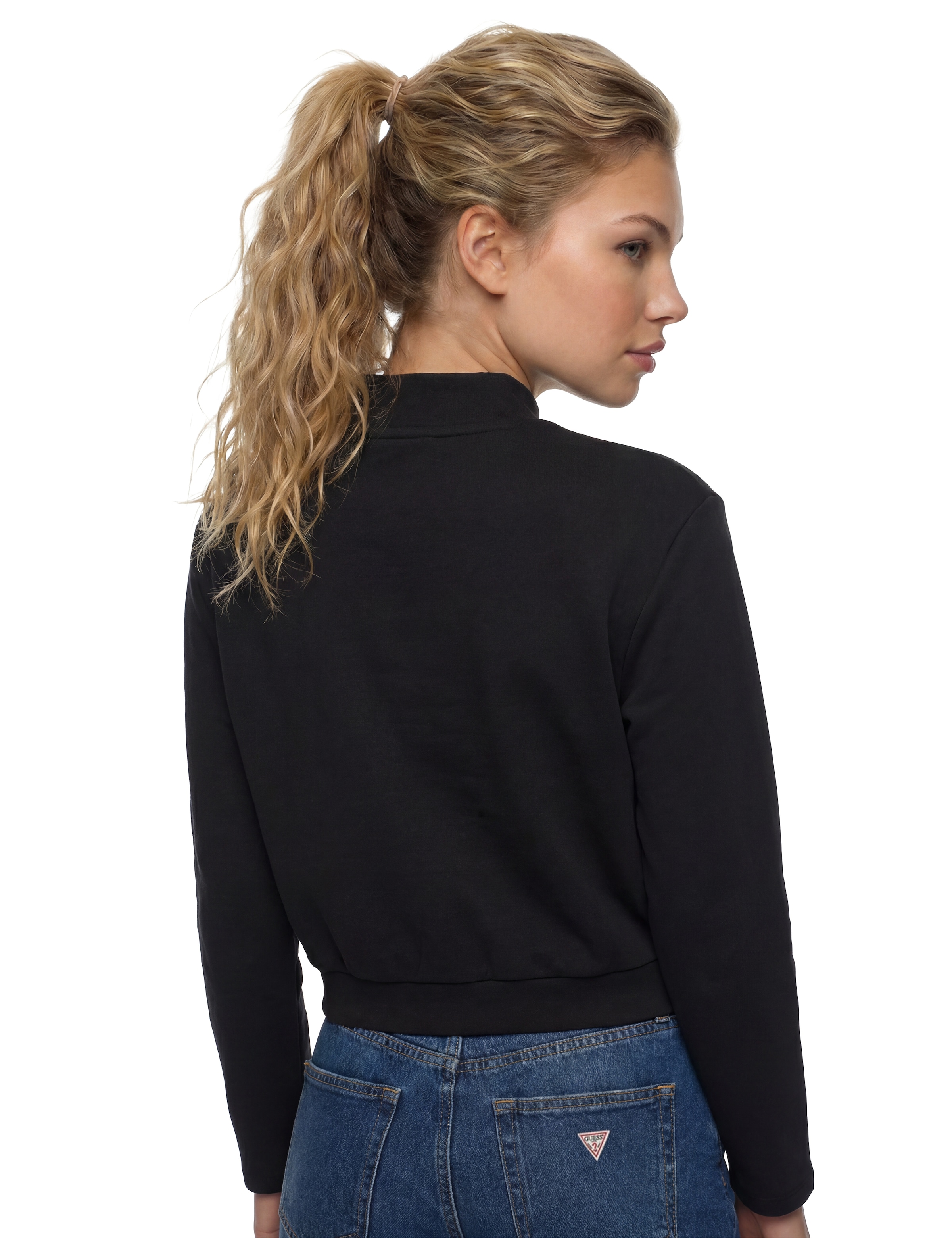 Guess Sweatshirt »OLYMPE HIGH NECK SWEATSHIRT«, in Scuba-Qualität, Stehkragen
