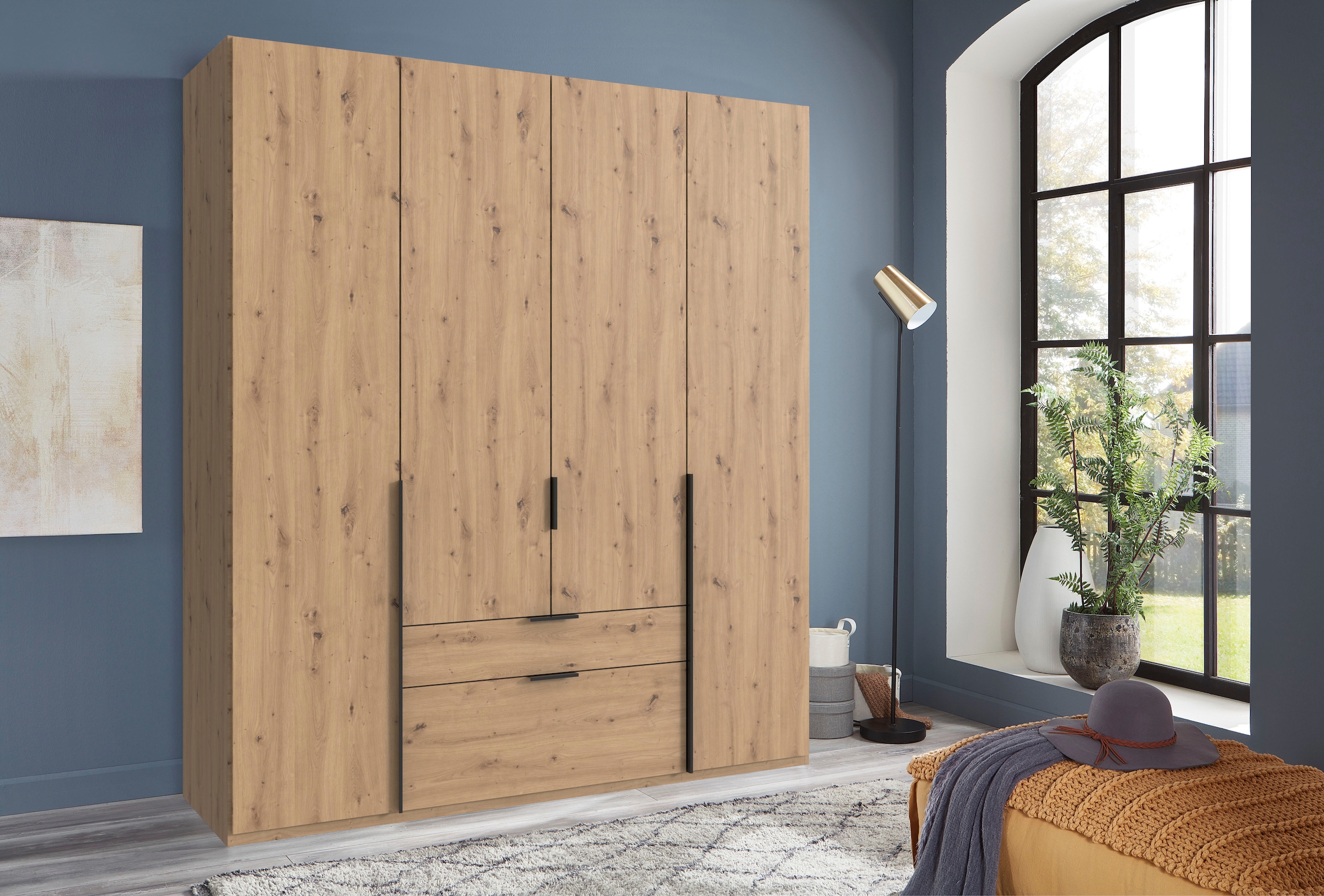 Wimex Kleiderschrank »Mugano, in vielen Breiten, 208 oder 236cm hoch, Made in Germany«, (mit langen oder kurzen Griffen aus Metall), wahlweise mit oder ohne Spiegel, mit Schubladen