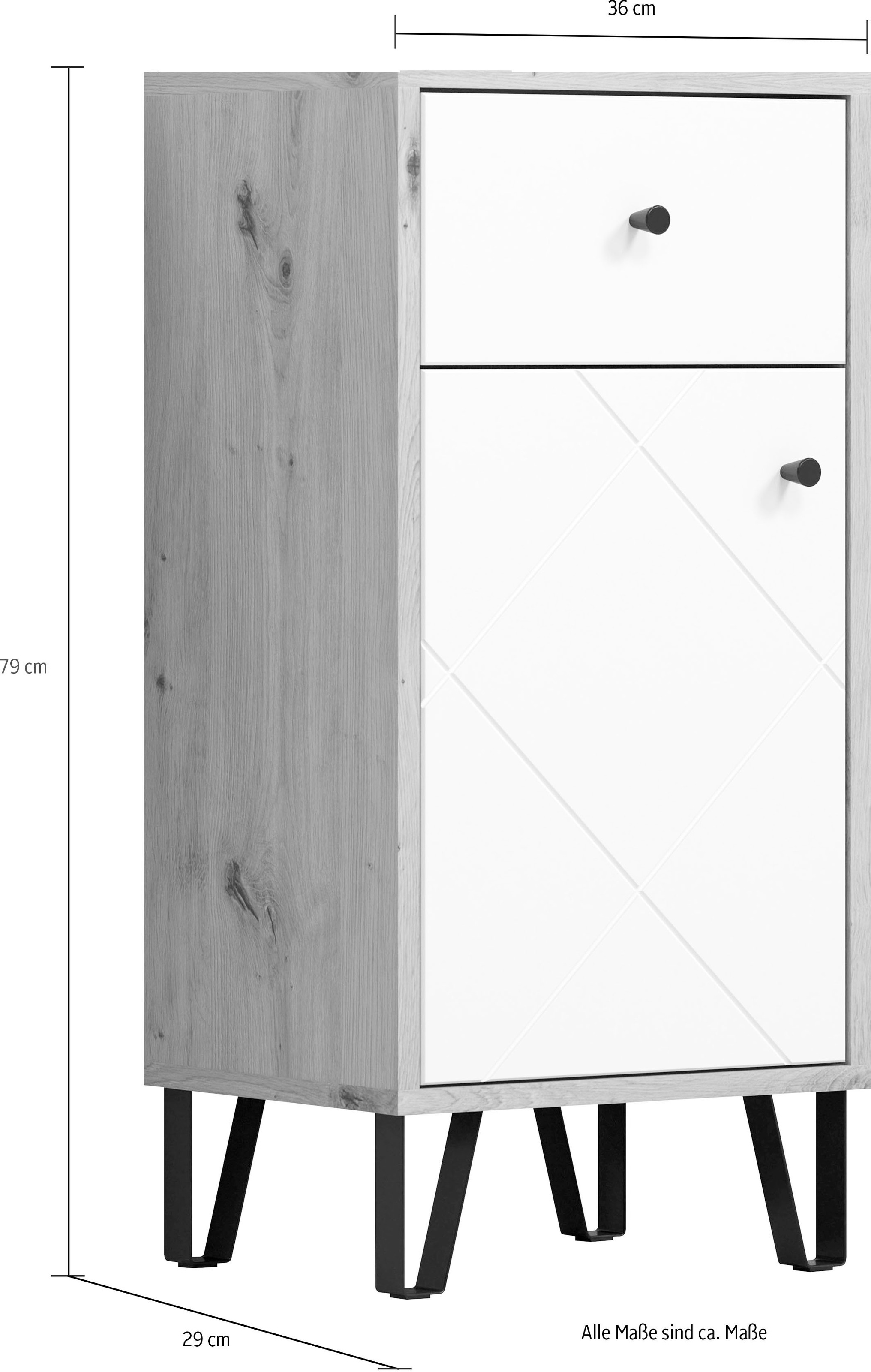 Places of Style Unterschrank »Tarragona«, (1 St.), 36 cm breit, klein,  stehend, 1 Tür, weiß matt / braune Holzoptik bei OTTO