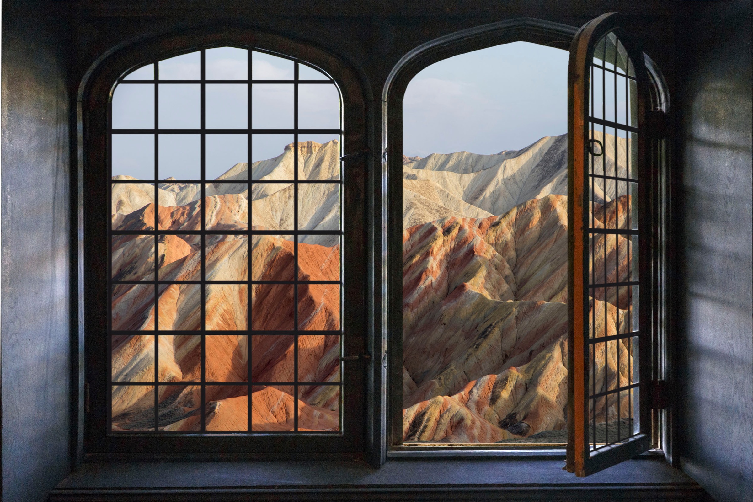 queence Wandsticker »Berge«, Wandsticker, Wandbild, selbstklebend, 3D, Fenster