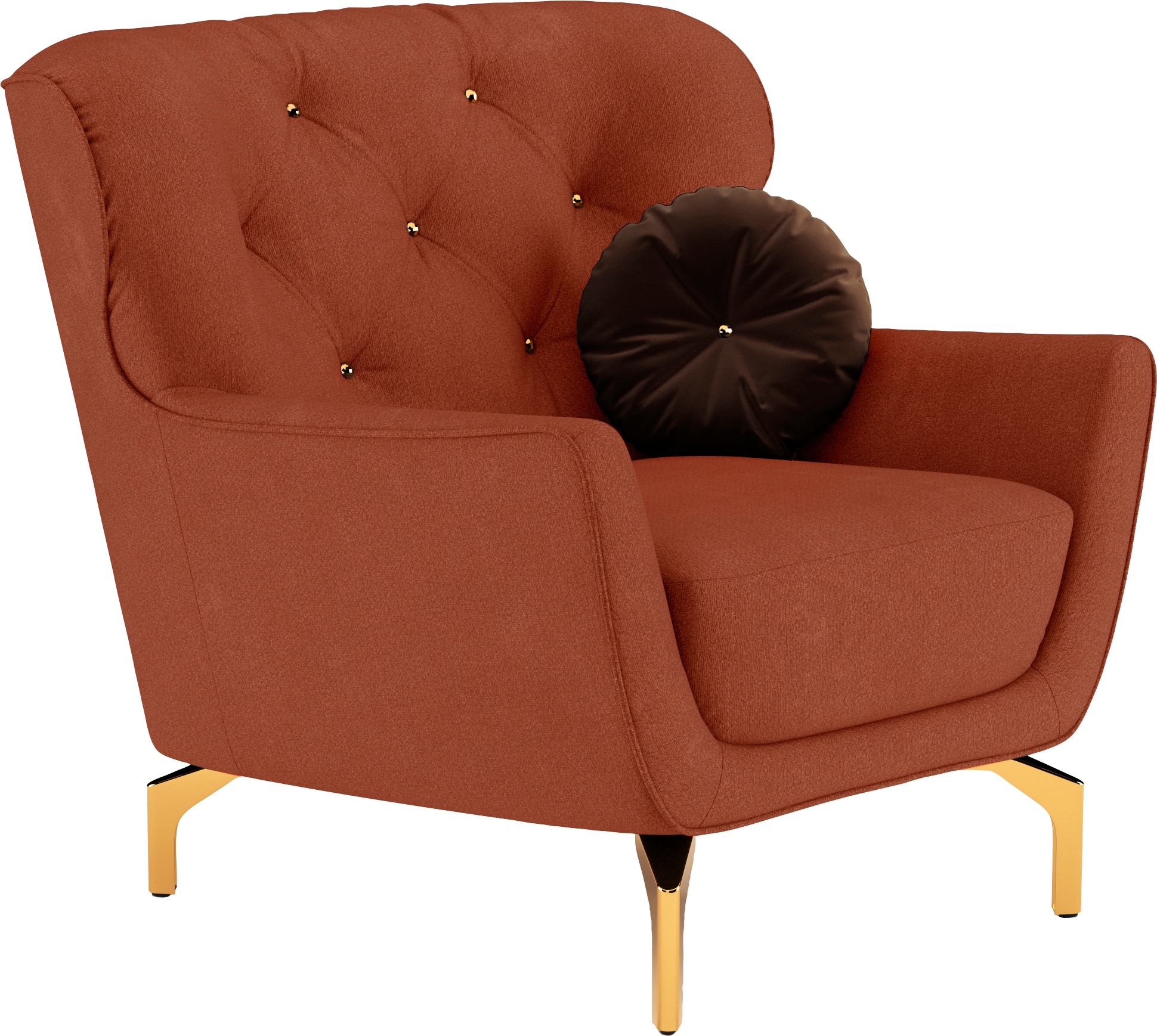 sit&more Sessel »Orient 3«, inkl. 1 Zierkissen mit Strass-Stein, goldfarbene Metallfüße