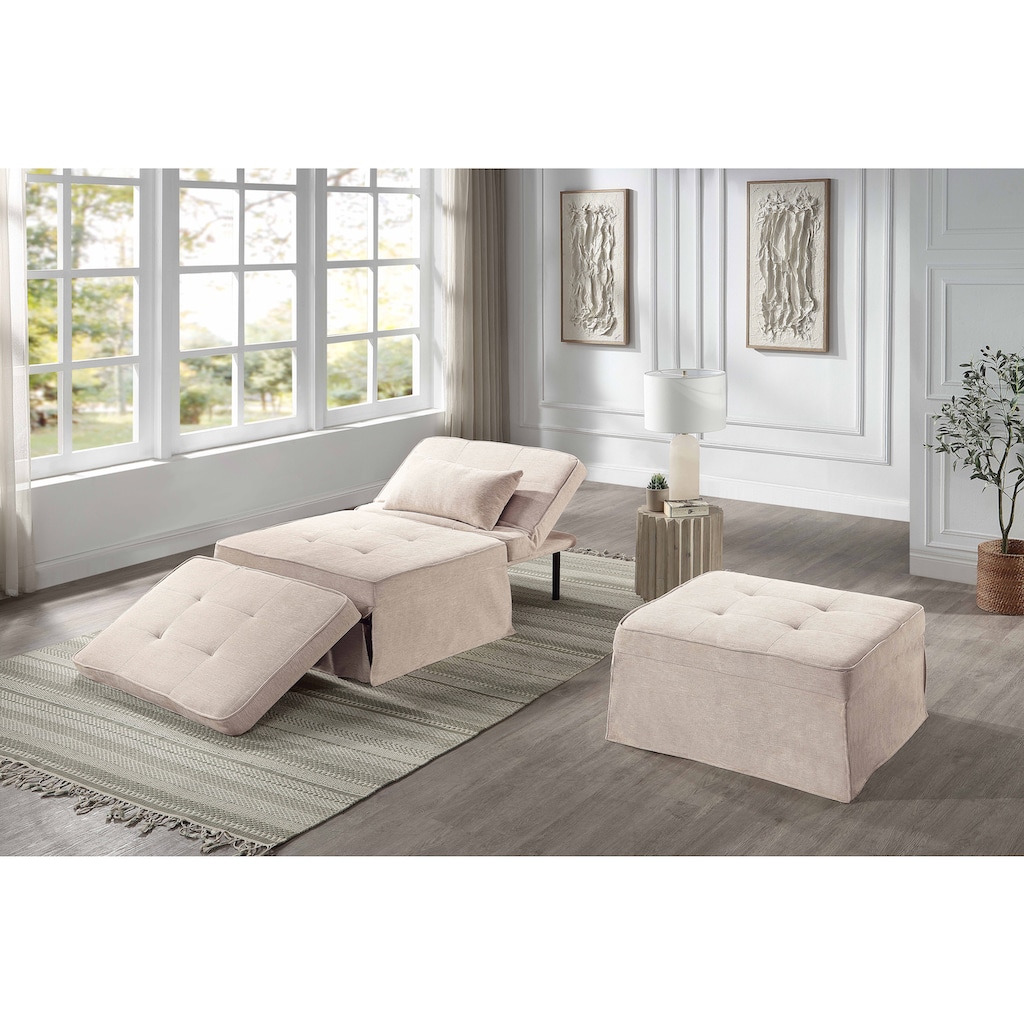 ATLANTIC home collection Schlafsofa Finn, wandelbar zum Loungesessel, Relaxliege und Gästebett, inkl. Kissen