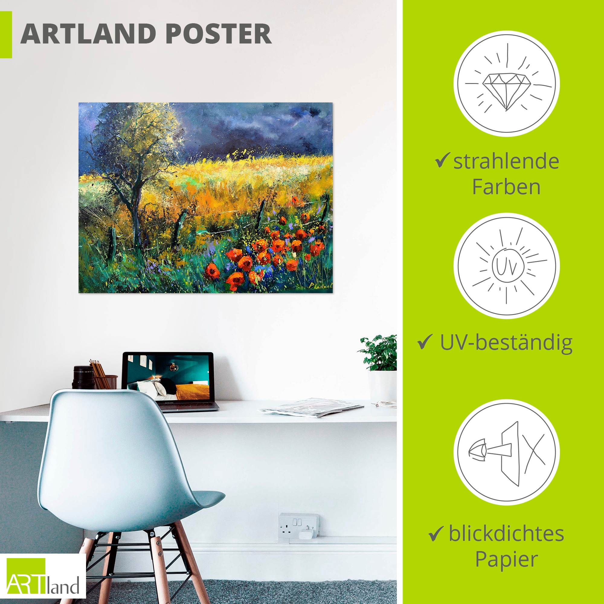 Artland Wandbild »Red poppies« Wiesen & Baumbilder 1 Stk. tlg. als Alubild, Leinwandbild, Poster, Wandaufkleber in verschied. Größen