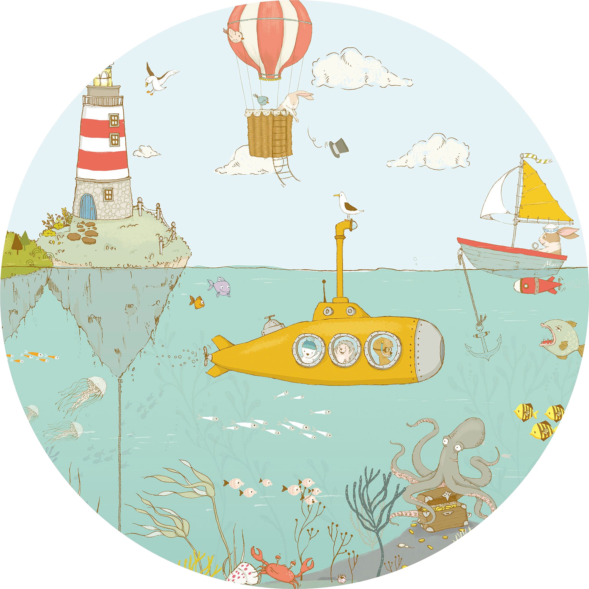 Komar Fototapete »Underwater«, Comic-botanisch, 125 x 125 cm