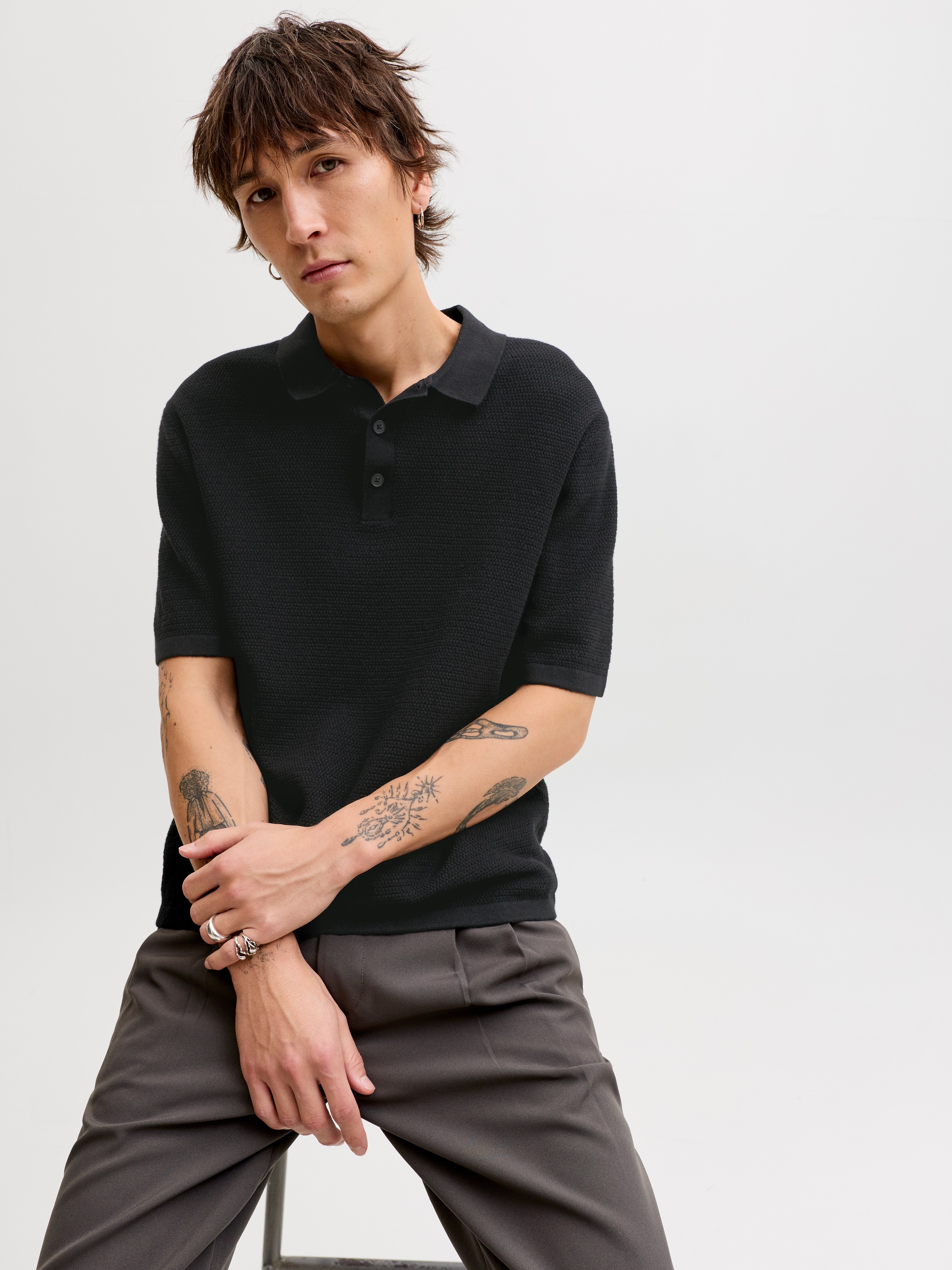 Jack & Jones Kurzarmpullover »JJEGEORGE KNIT POLO SS SN« mit Polo Kragen