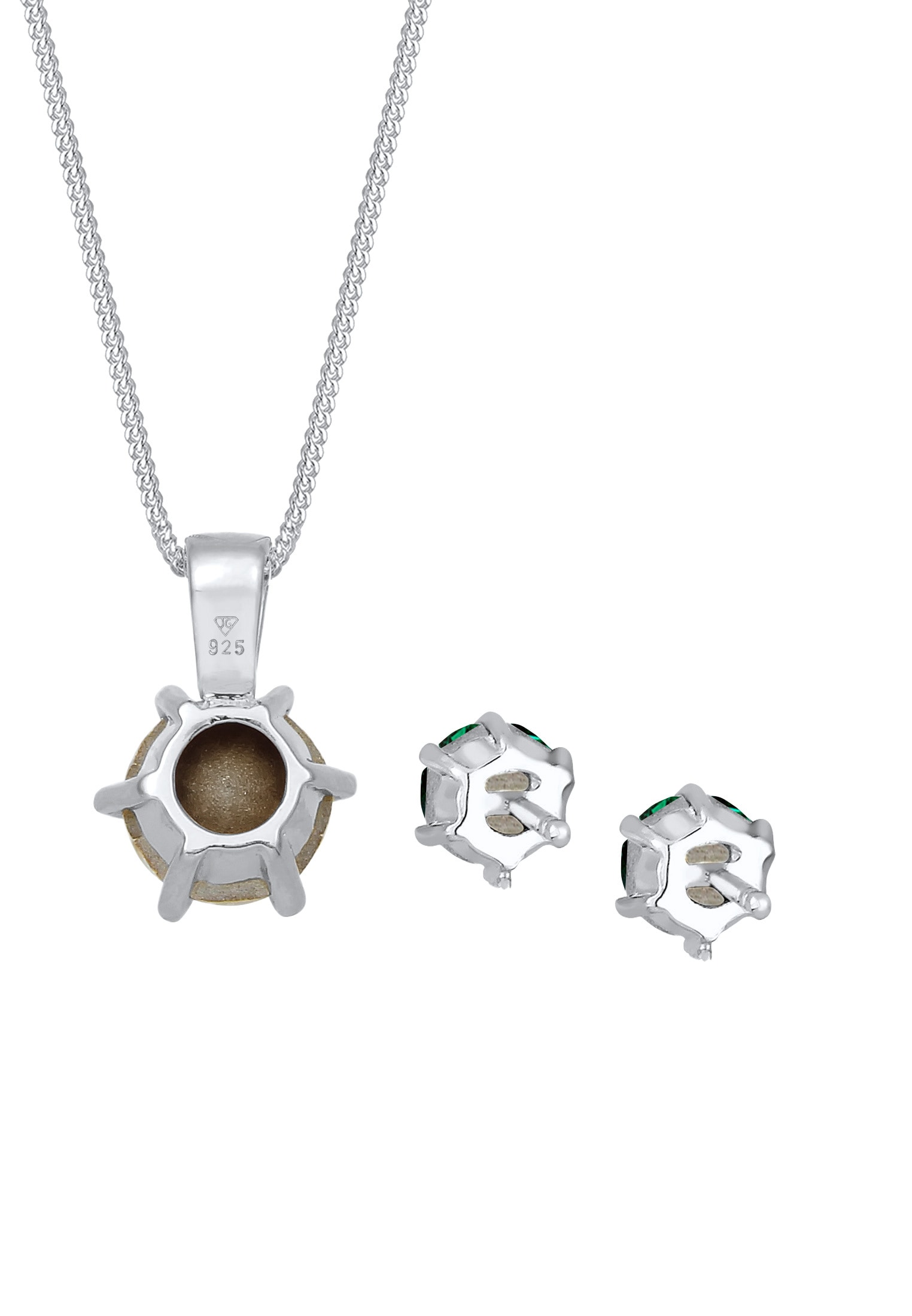 Elli Ohrring und Ketten Set »Schmuckset Ohrringe und Anhänger mit Kristalle Grün 925 Silber«