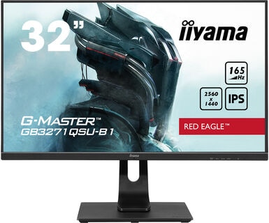 Iiyama Gaming-Monitor »IIYAMA GB3271QSU-B1 LCD-Monitor, Flat, 81 cm (32"), 2.560x1.440 WQHD«, 80,1 cm/31,5 Zoll, 2560 x 1440 px, 1 ms Reaktionszeit, 165 Hz, 1ms, IPS, neig-und höhenverstellb. HDMI, DisplayPort, USB, schwarz