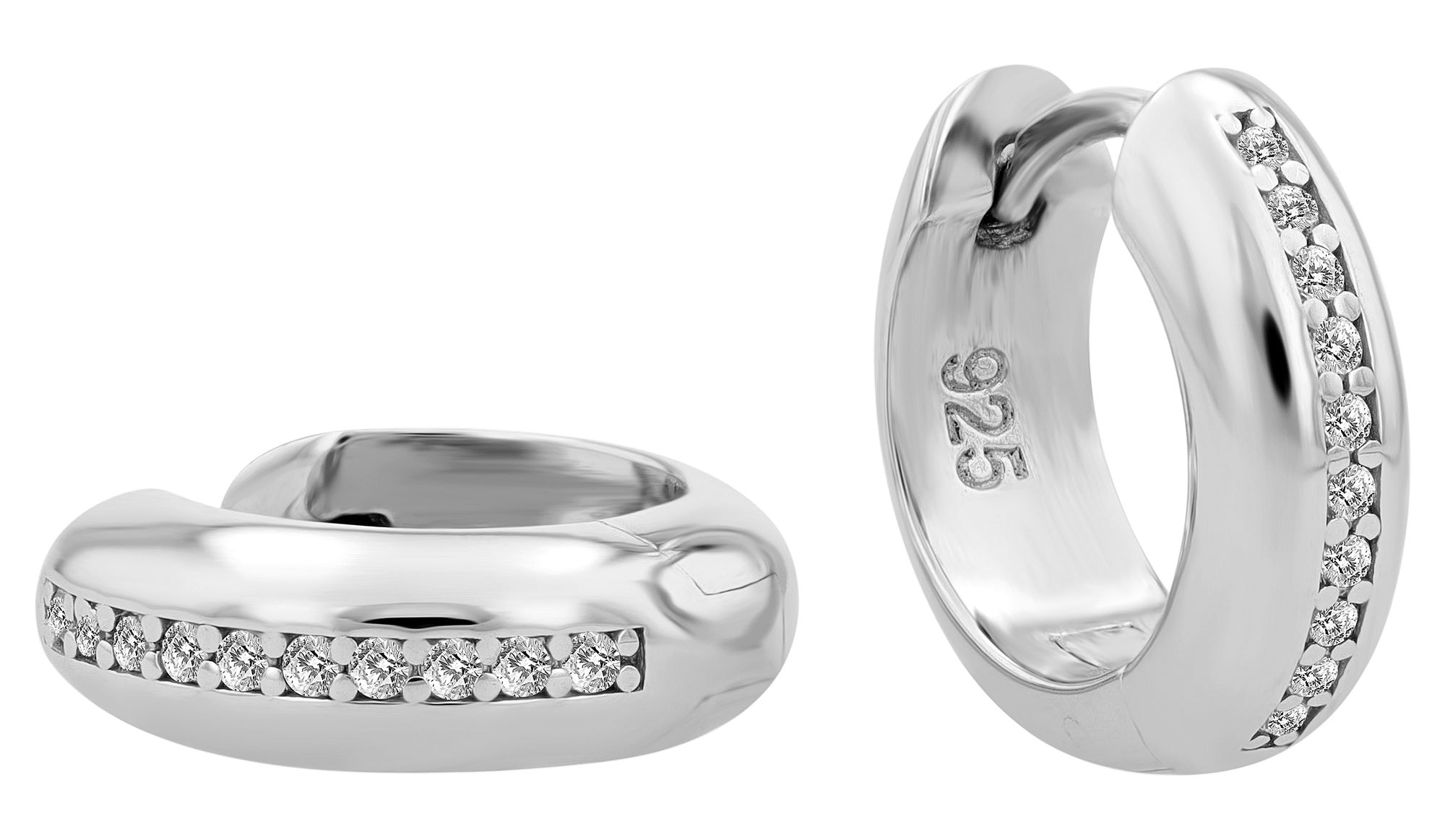 Adelia´s Paar Creolen »Damen Ohrringe ¿ Klappcreole aus 925 Silber mit Zirkonia«