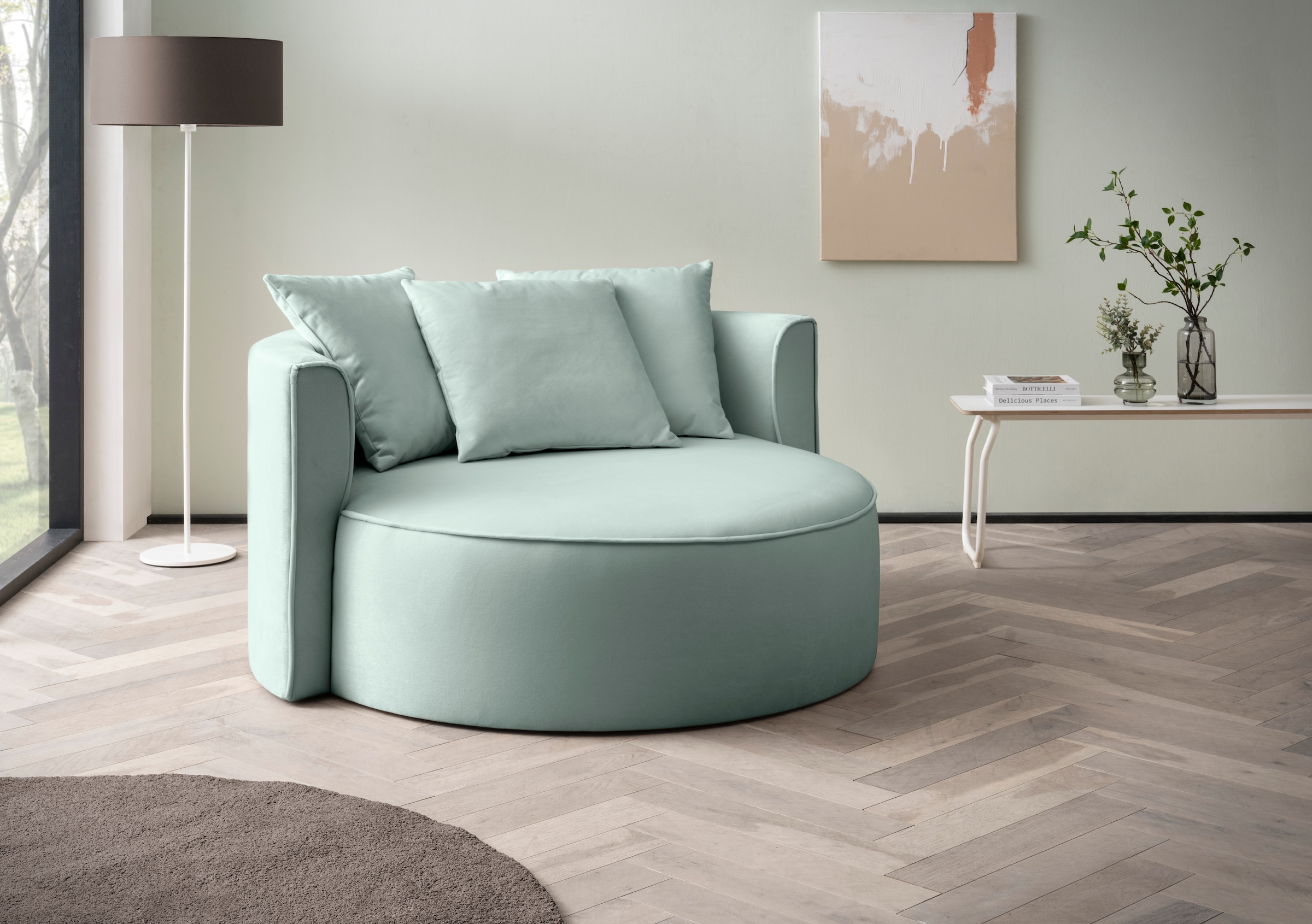 LeGer Home by Lena Gercke XXL-Sessel »Isalie, Lesesessel, Loveseat, inklusive Zierkissen«, extra große Sitzfläche, optional mit Hocker, moderne Farben