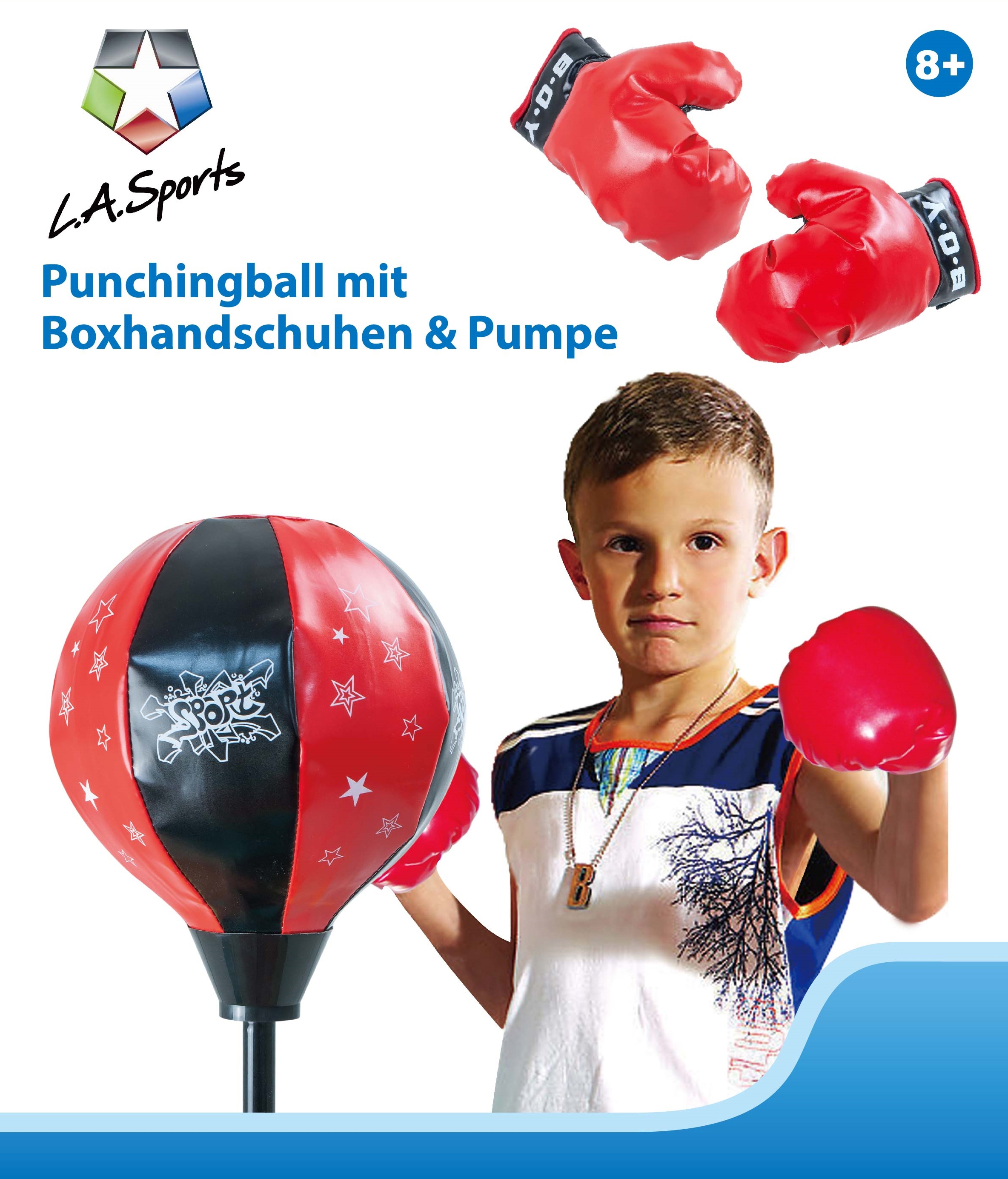 L.A. Sports Punchingball »Stand-Boxsack höhenverstellbar«, (Set, mit Boxhandschuhen)