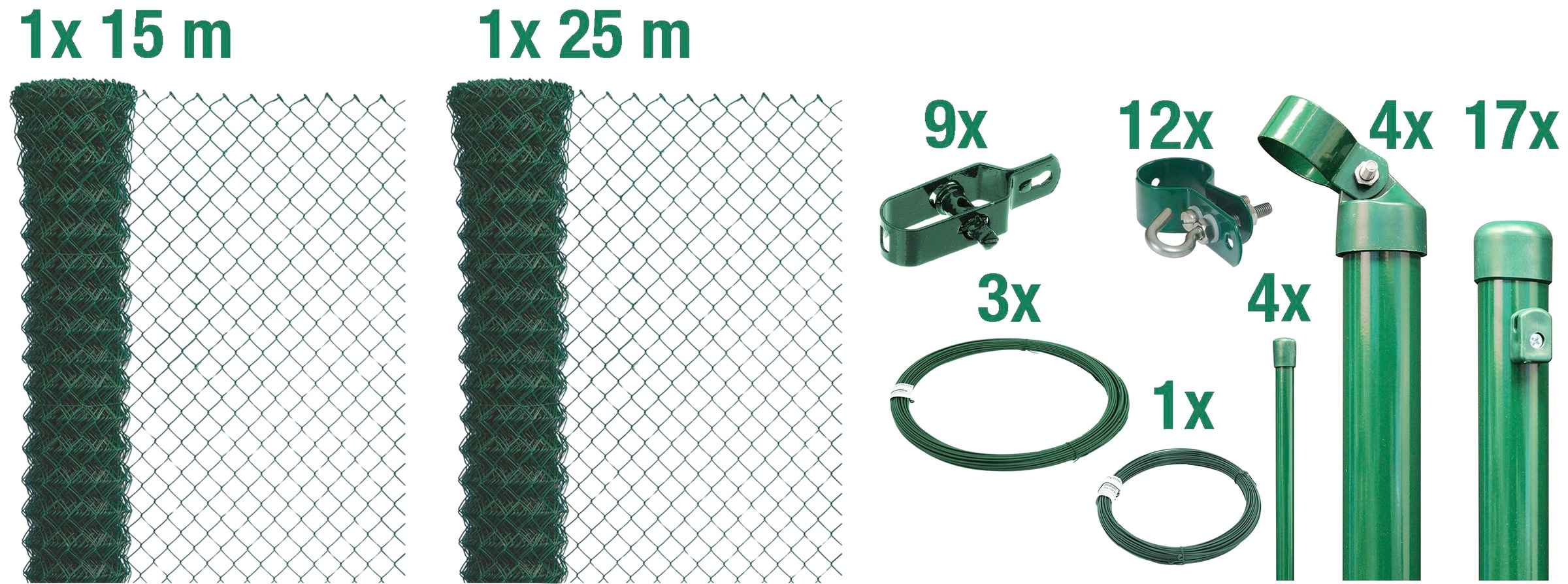 Alberts Maschendrahtzaun, Höhe: 80 - 200 cm, Gesamtlänge: 15 - 100 m, zum Einbetonieren