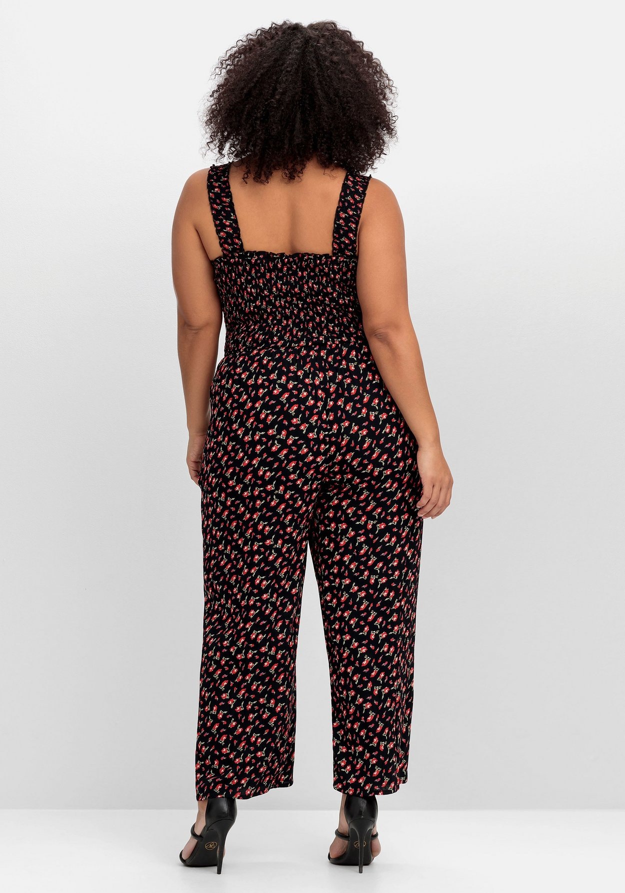 Sheego Jumpsuit »Overall mit Blümchendruck und weitem Bein«
