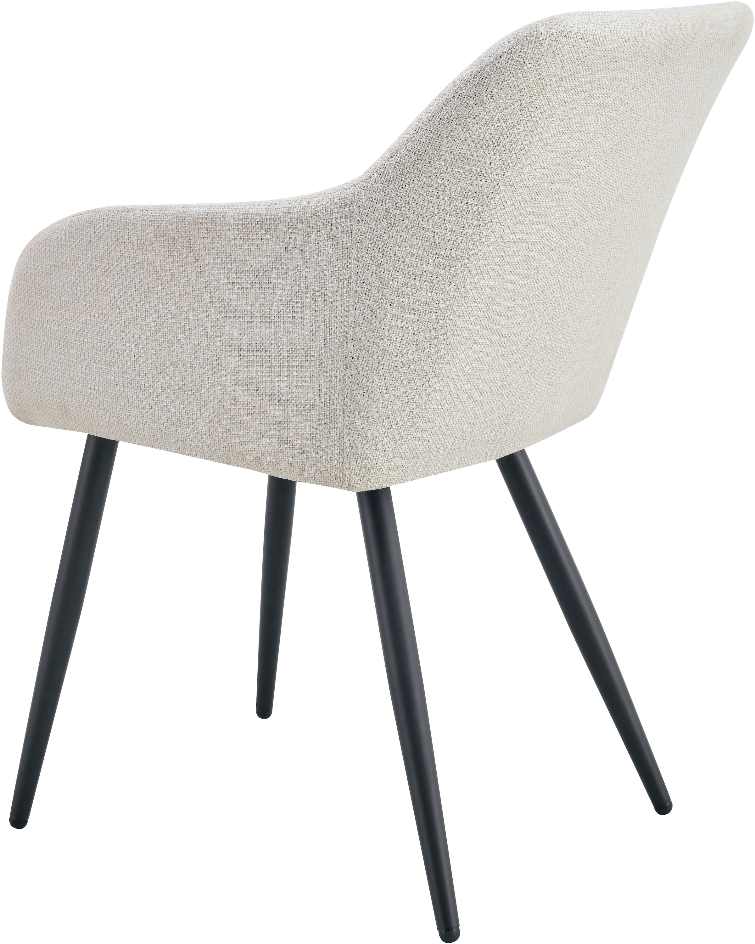 Home affaire Esszimmerstuhl »SUDBURRY, 2er Set, mit Metallgestell in matt schwarz« (Set) 2 Stk.in verschiedenen Farben, Belsatbarkeit pro Stuhl 120 kg, mit Armlehne