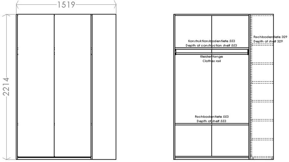 Müller SMALL LIVING Kleiderschrank »Modular Plus Variante 1«, inklusive links oder rechts montierbarem Seitenregal