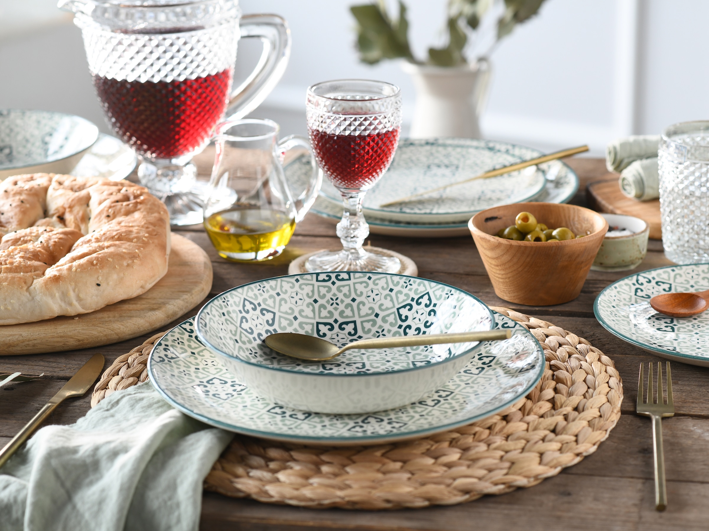 CreaTable Teller-Set »Yara«, (Set, 12 tlg.), orientalisch mediterraner Stil