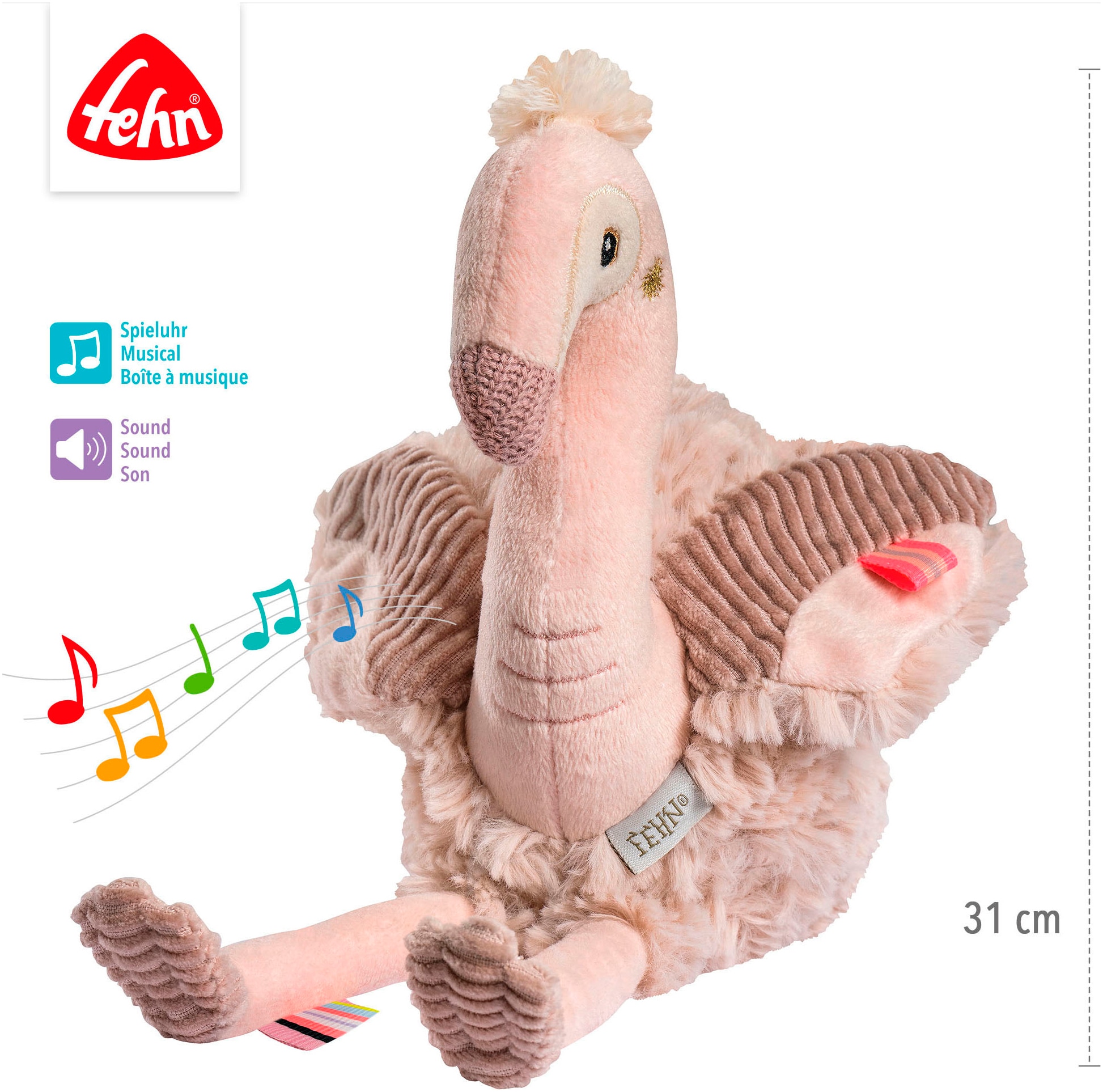 Fehn Kuscheltier »Lazy, Crazy & Pink, Einschlafhilfe Flamingo«