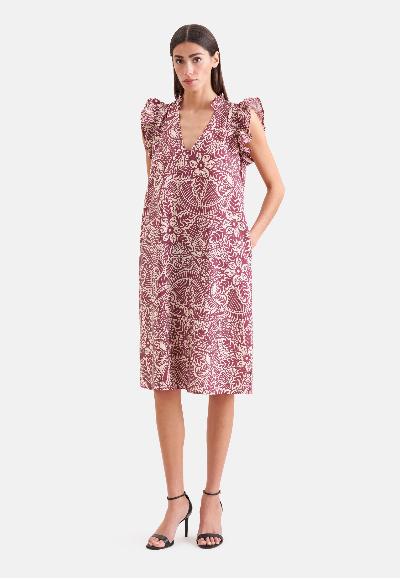 seidensticker Sommerkleid Ohne Arm V-Neck Druck