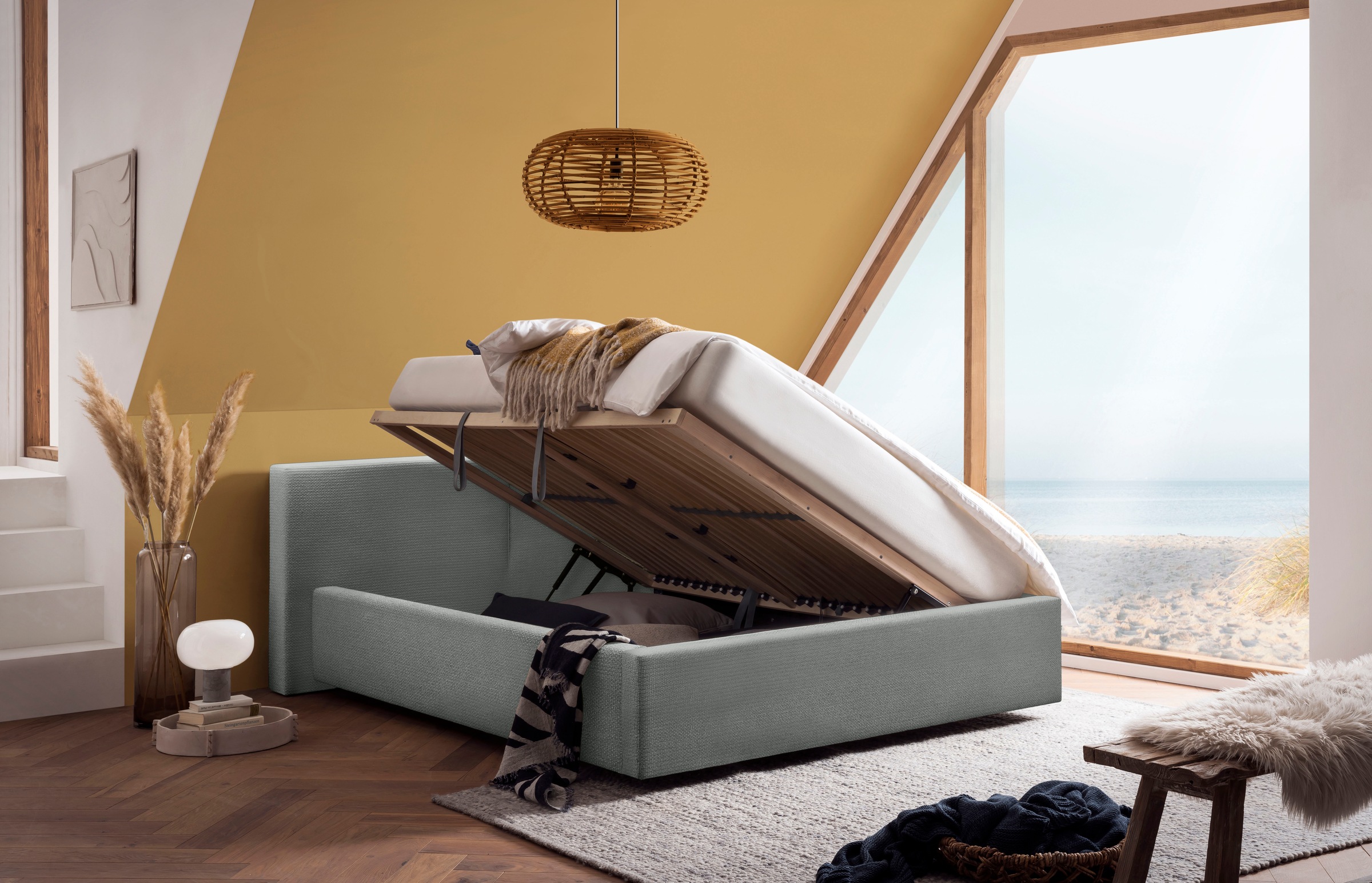 meise.möbel Polsterbett »Cube wahlweise mit Matratze und Bettkasten«, extra flaches Kopfteil, erhältlich in den Breiten 140cm, 160cm & 180cm