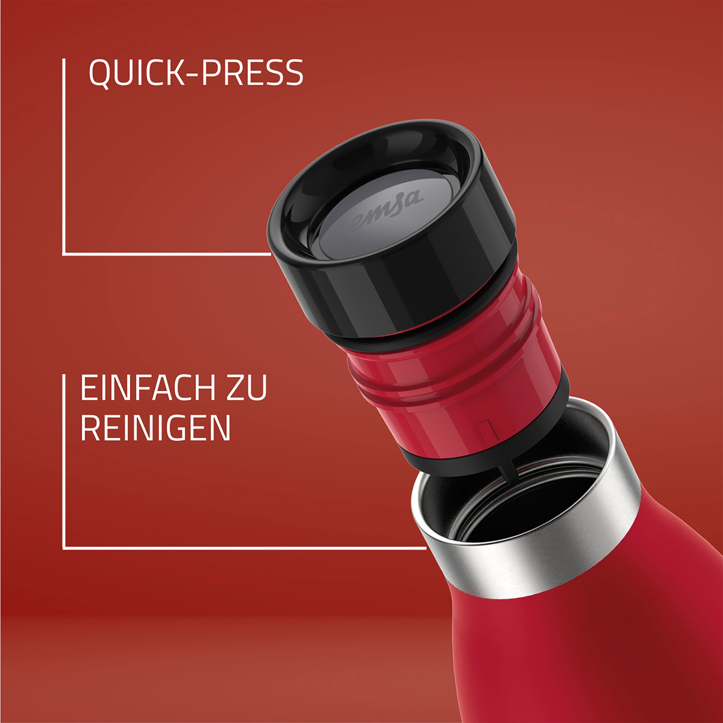 Emsa Isolierflasche »Trinkflasche Bludrop«, (1 tlg.), Edelstahl, Quick-Press Deckel, 360° Trinkgenuss, 12h warm/24h kühl