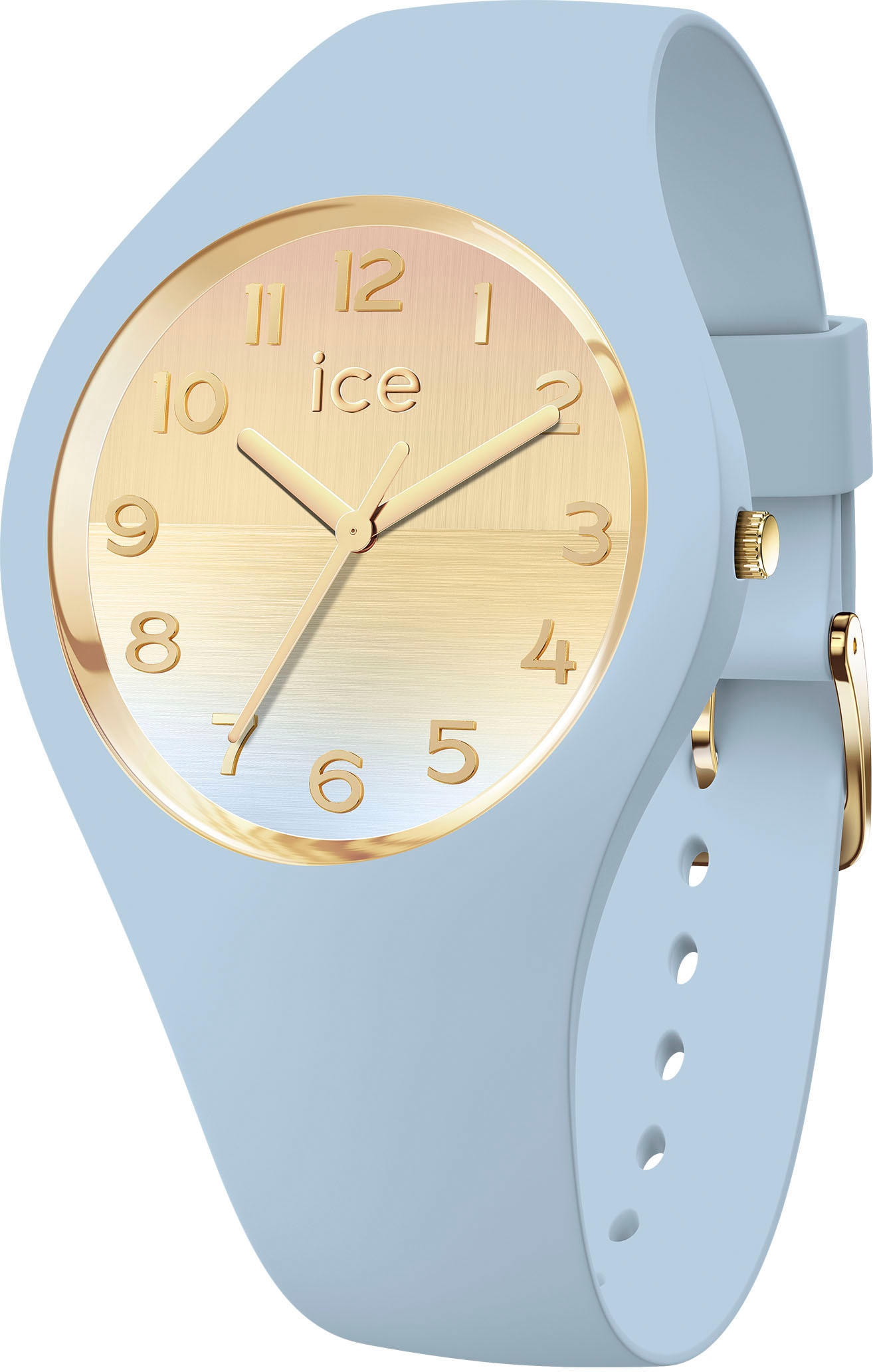 Quarzuhr »ICE horizon - Blue gold - Small - 3H, 021358«, Armbanduhr, Damenuhr, Silikon