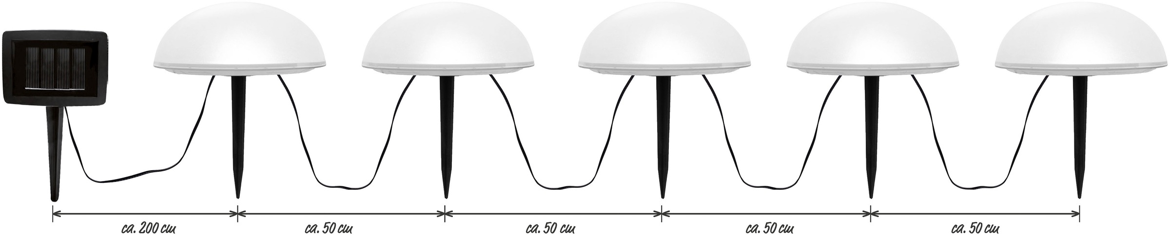 OTTO home LED Solarleuchte »Primala, LED-Solar Gartensteckerr, 5er Set, halbkugeln« LED-Modul 5 Stk. Warmweiß mit Erdspießen