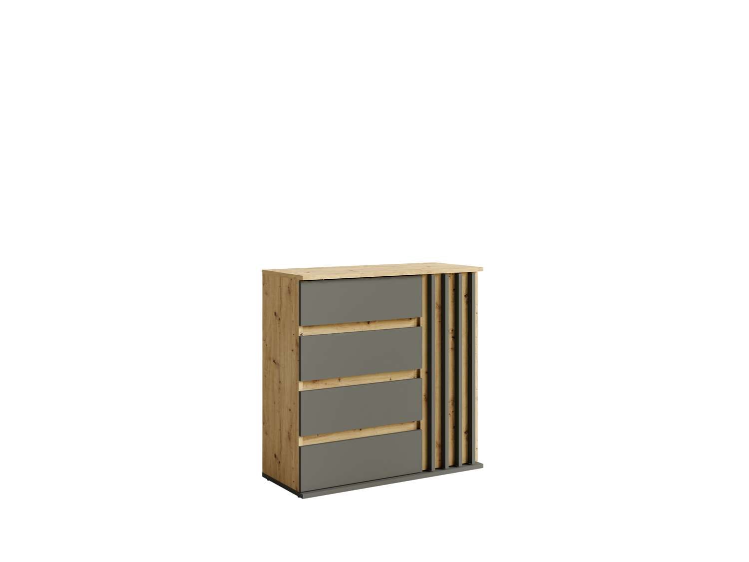 Home affaire Kommode »LANDUVA Sideboard mit viel Stauraum, Breite 80 cm« Schrank mit Schubladen und 1 Tür, Lamellen Design