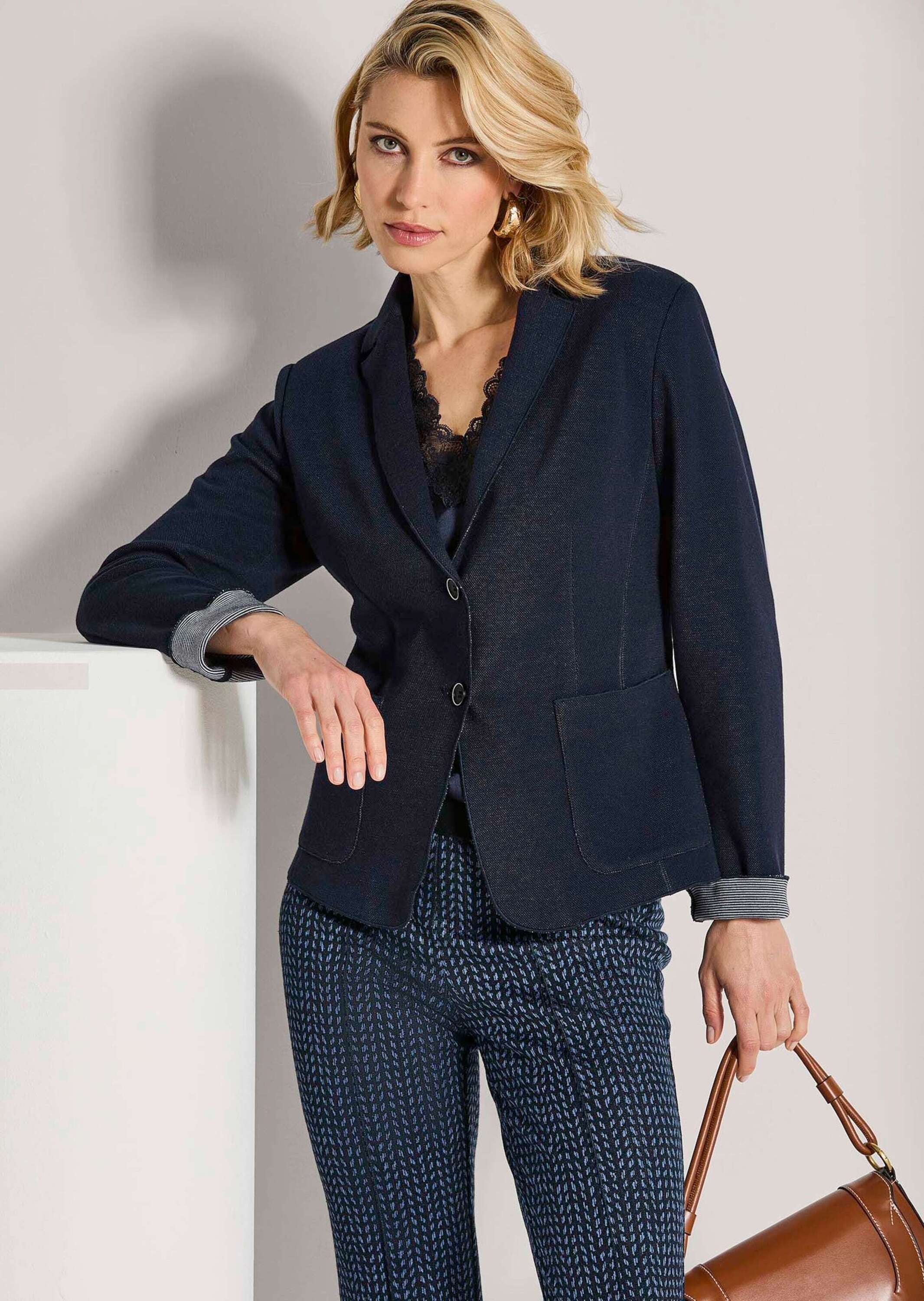 MADELEINE Jackenblazer »Jerseyblazer Stilvoller Einreiher mit Streifen-Detail« Jerseyblazer
