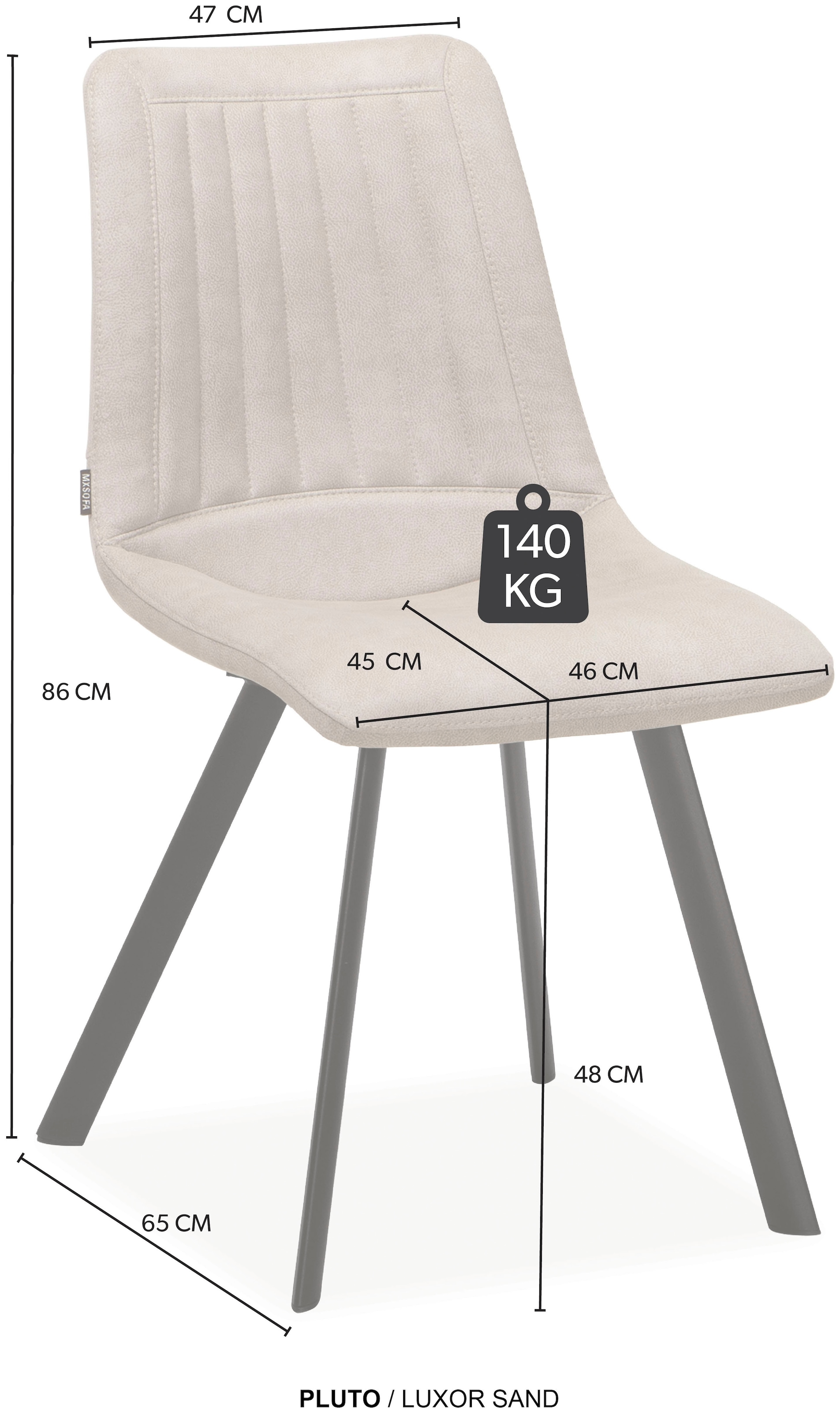 OMG Design Esszimmerstuhl »Pluto«, (Set), 2 St., Stoff, pflegeleichte Microfaser, Lederoptik