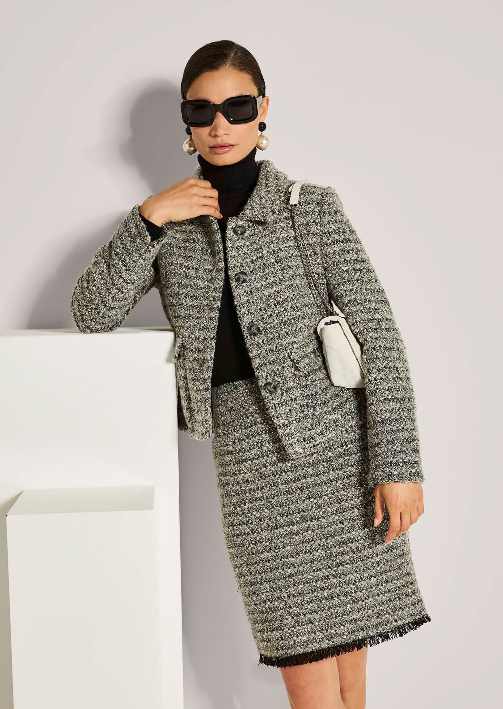 MADELEINE Jackenblazer »Tweedblazer Kurzblazer mit französischer Eleganz« Tweed Blazer, Fransendetails