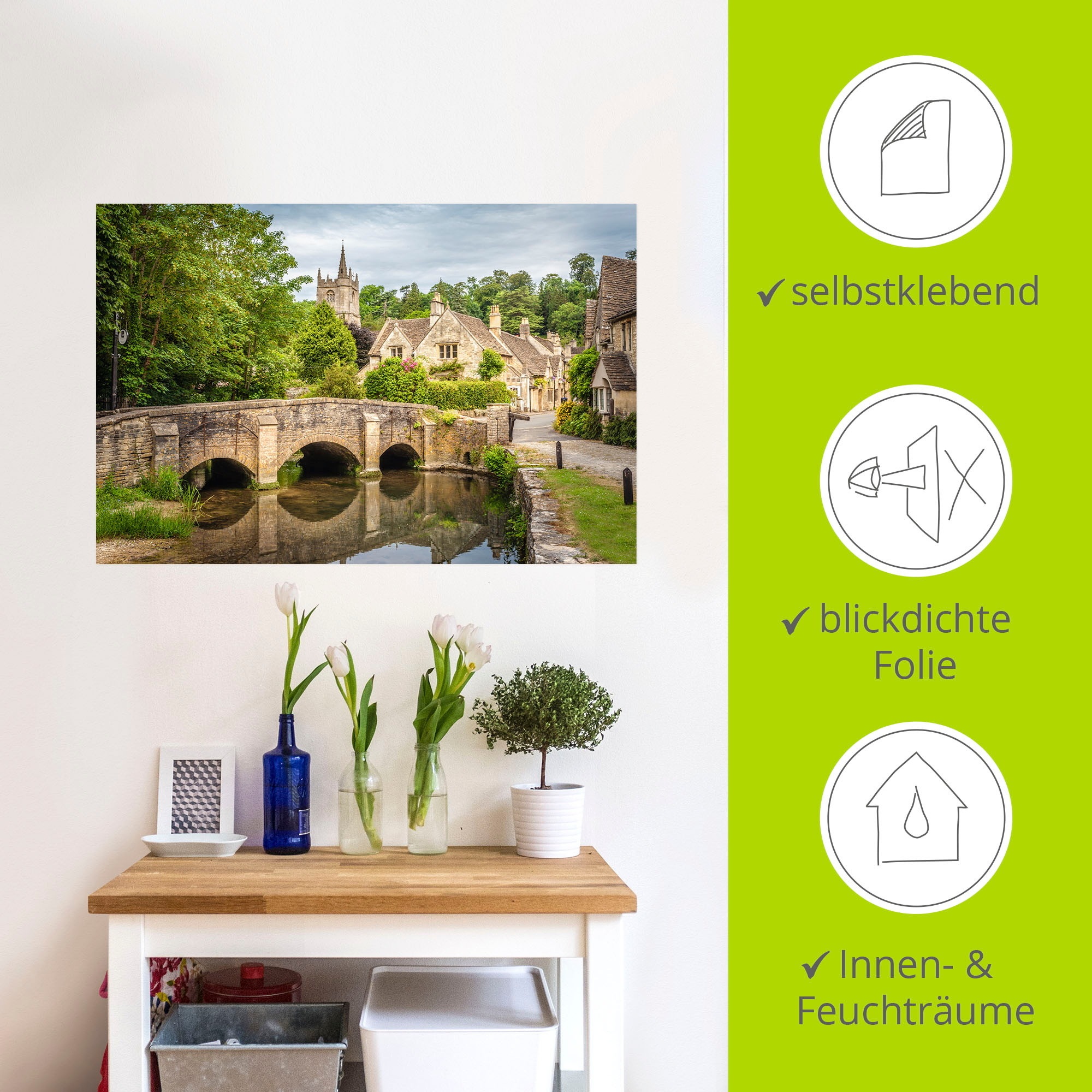 Artland Wandbild »Dorf Castle Combe, Wiltshire, England«, Brücken, (1 St.), als Alubild, Leinwandbild, Wandaufkleber oder Poster in versch. Größen