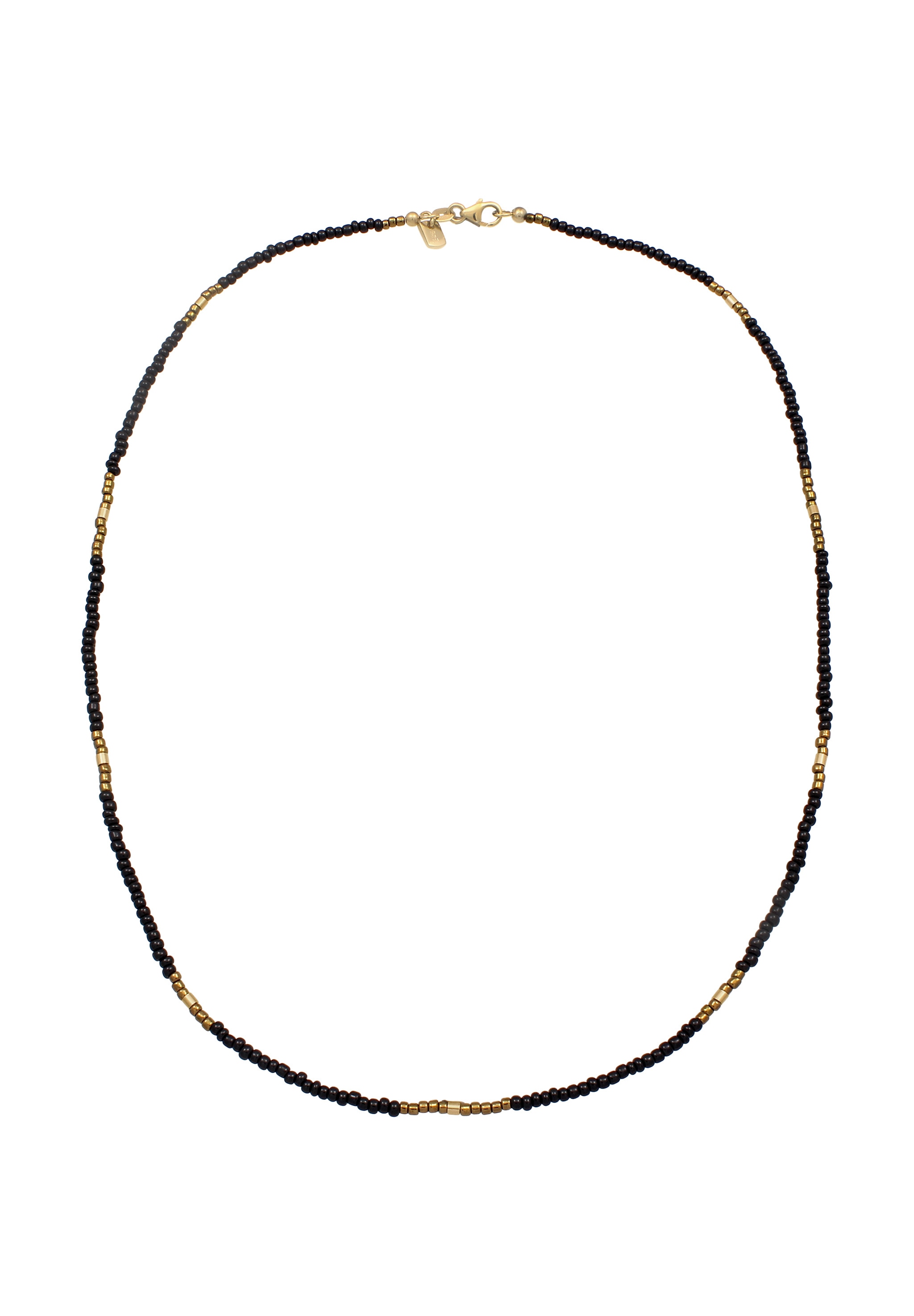 Kuzzoi Silberkette »Halskette Glas Beads Schwarz 925 Sterling Silber vergoldet«