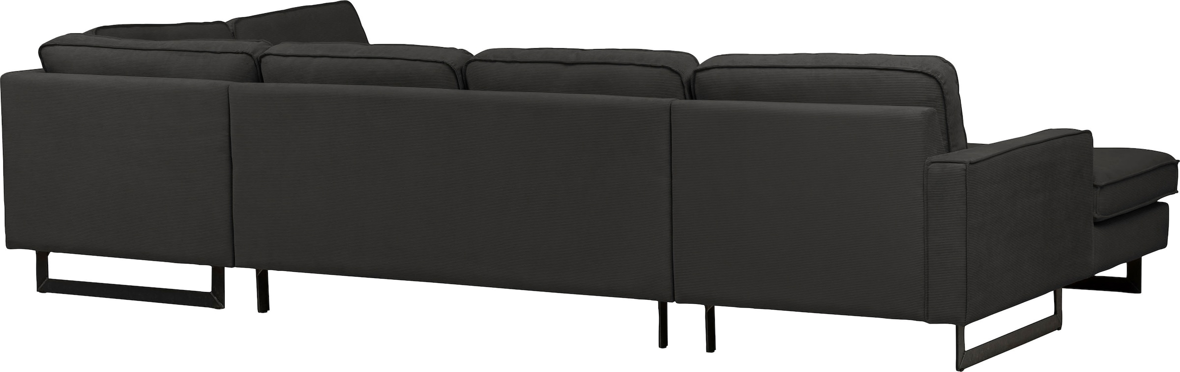 Places of Style Wohnlandschaft »Pinto, 350 cm, U-Form, XXL, mit Ottomanen«, Cord, Chenille, Lederoptik, mit Keder, Metallfüße, Wellenunterfederung